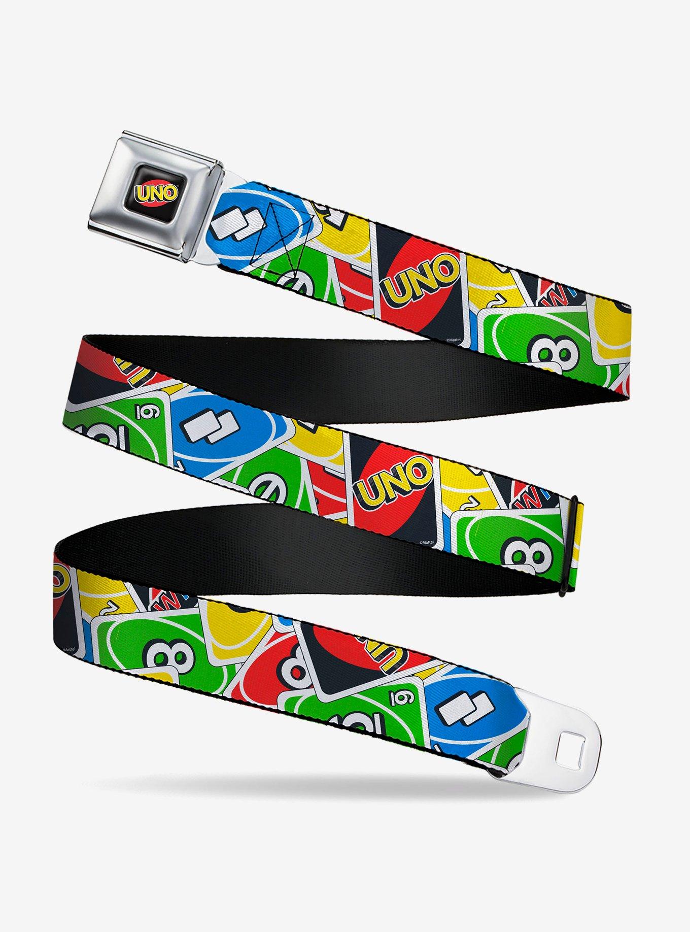 UNO Cards Stacked Collage Seatbelt Buckle Belt, MULTI, hi-res