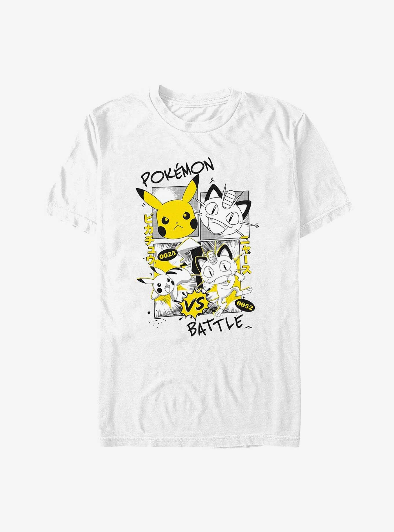 Pokemon Pikachu Meowth Manga Style T-Shirt, , hi-res