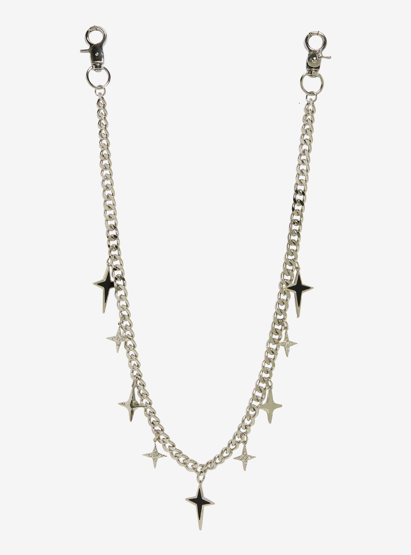 Black & Silver Star 22 Inch Wallet Chain, , hi-res