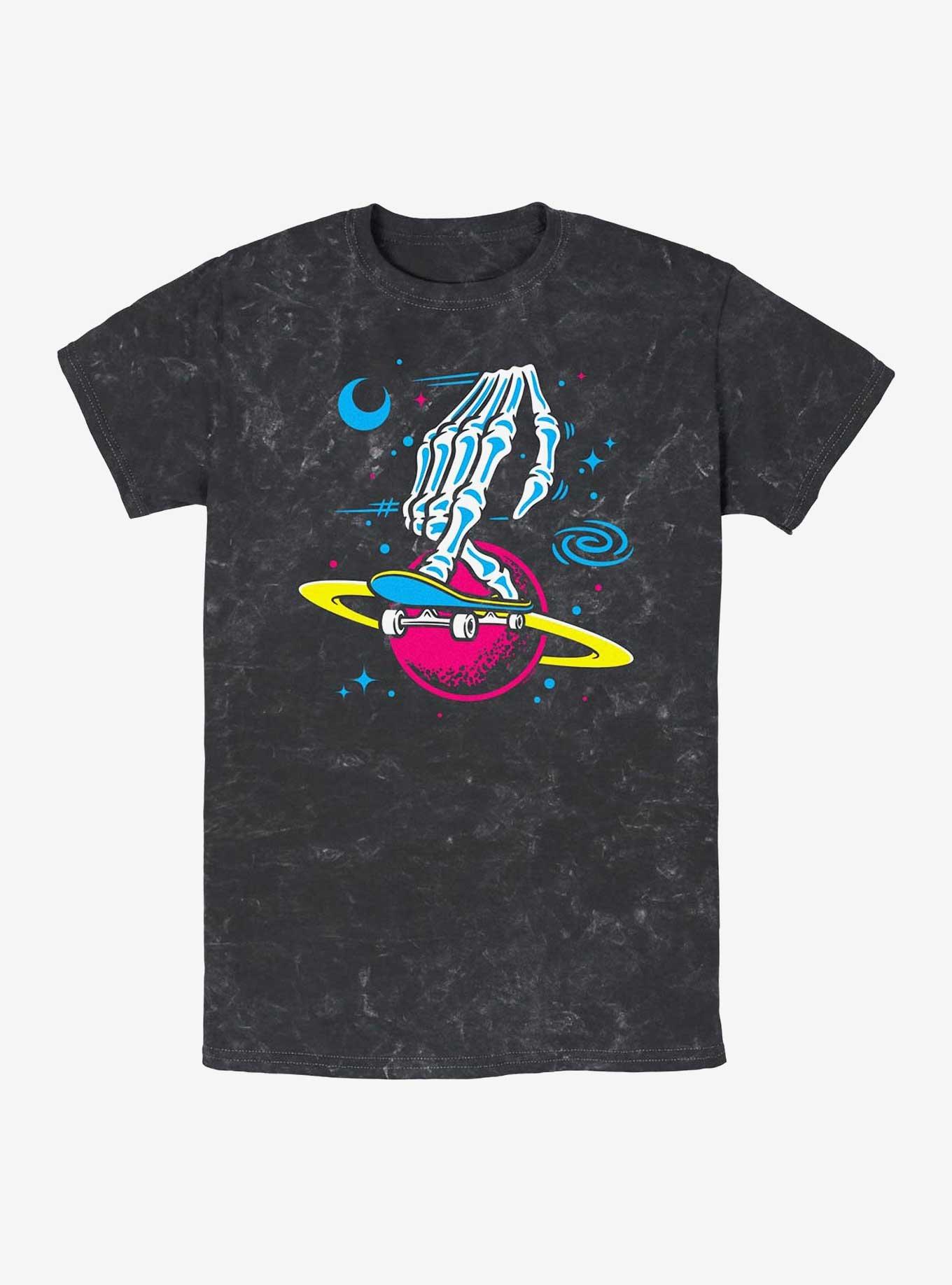 Greg Lutzka Skeletal Hand In Space Mineral Wash T-Shirt, BLACK, hi-res