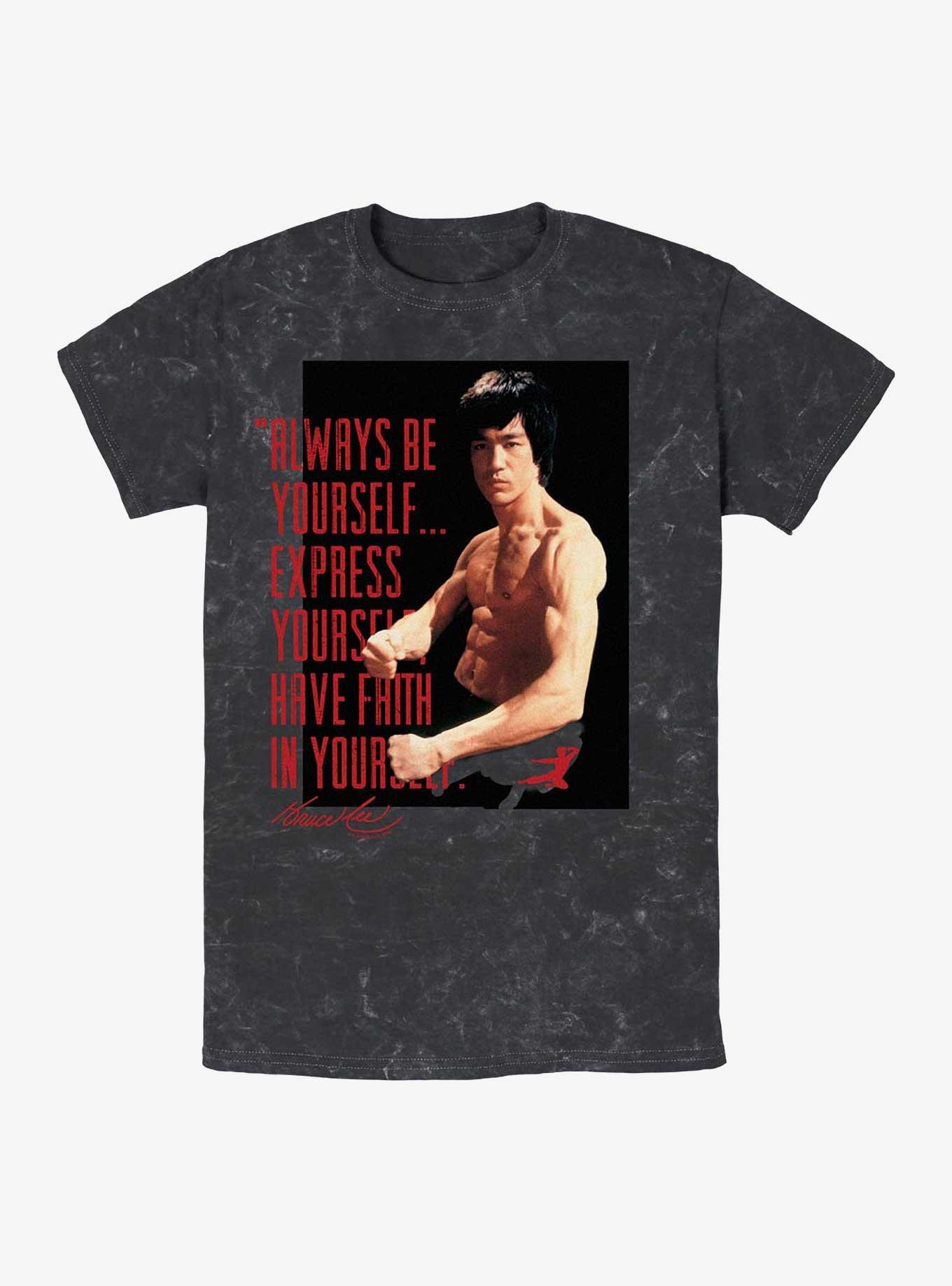 Bruce Lee Always Be Yourself Mineral Wash T-Shirt, BLACK, hi-res