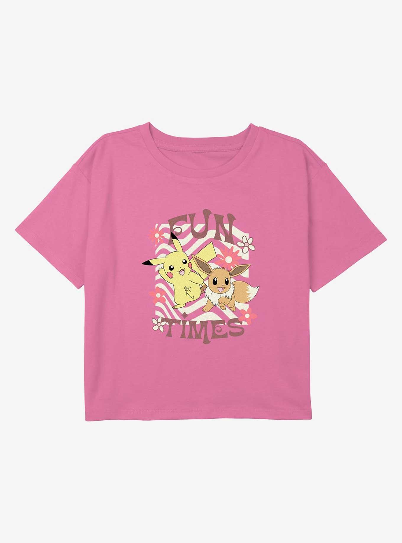 Pokemon Fun Times Pikachu and Eevee Youth Girls Boxy Crop T-Shirt, , hi-res