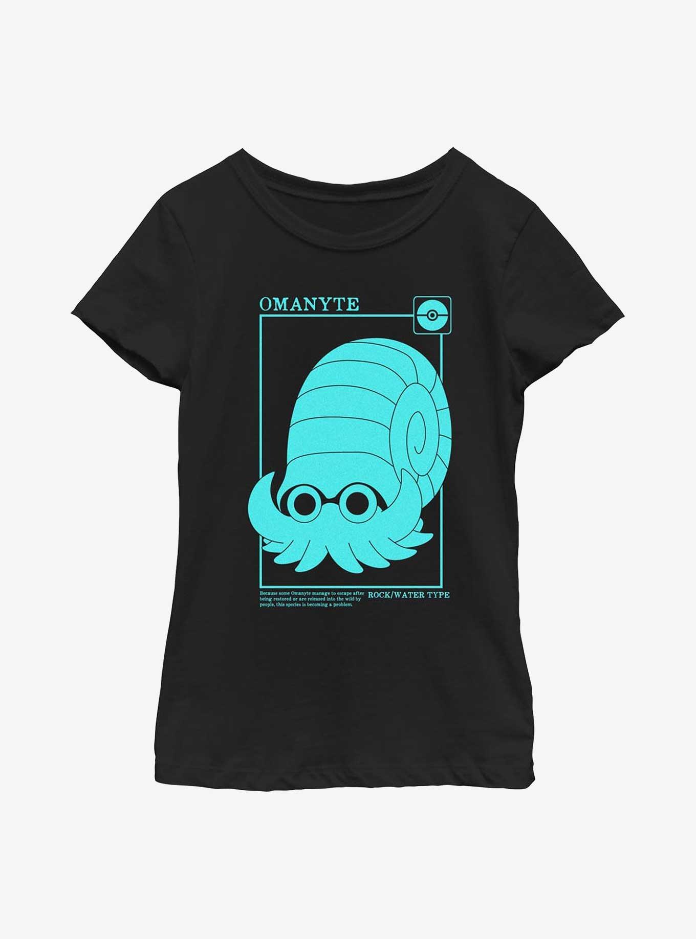 Pokemon Omanyte Card Style Youth Girls T-Shirt, , hi-res