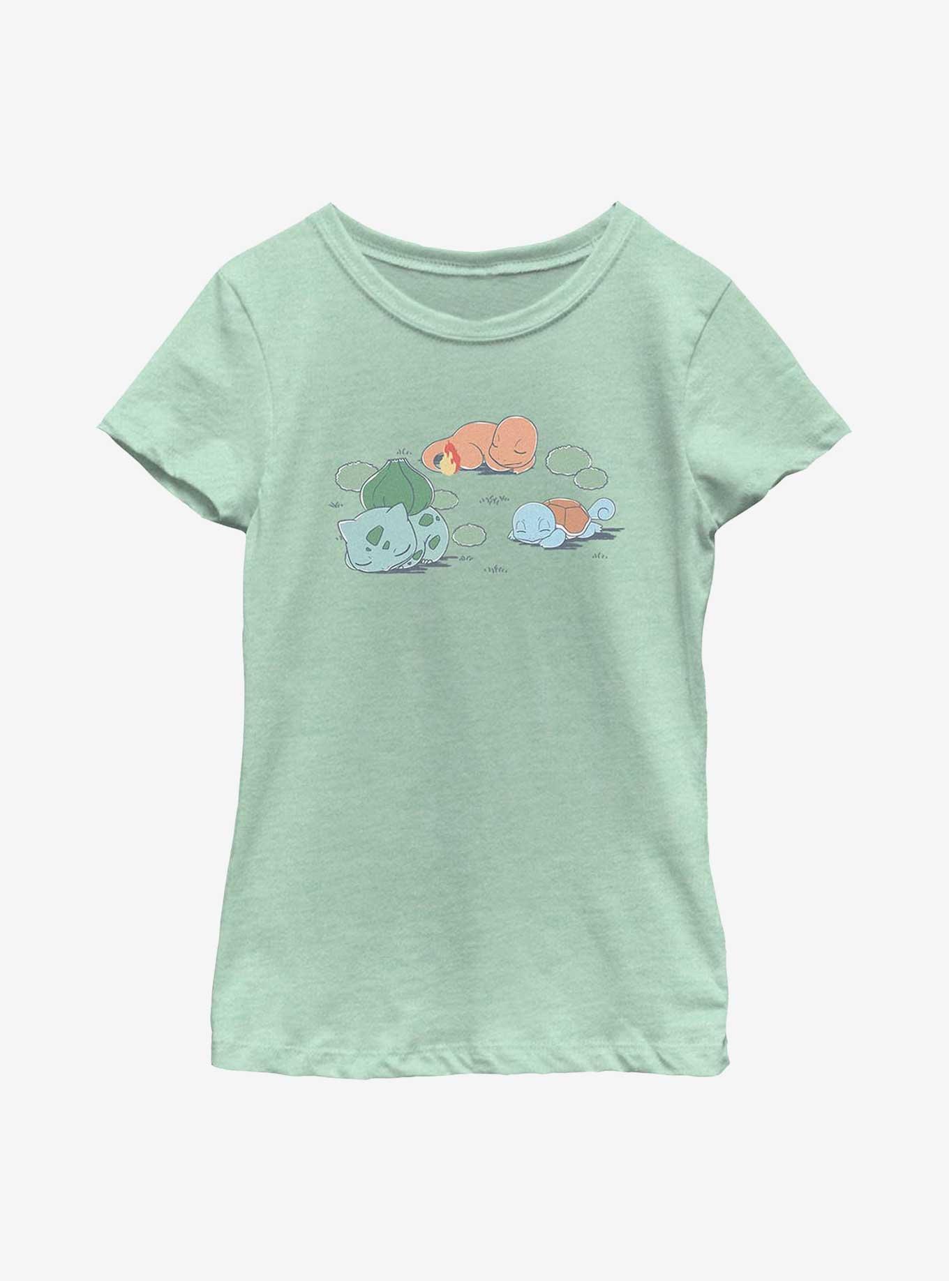 Pokemon Bulbasaur Charmander Squirtle Sketch Style Youth Girls T-Shirt, , hi-res