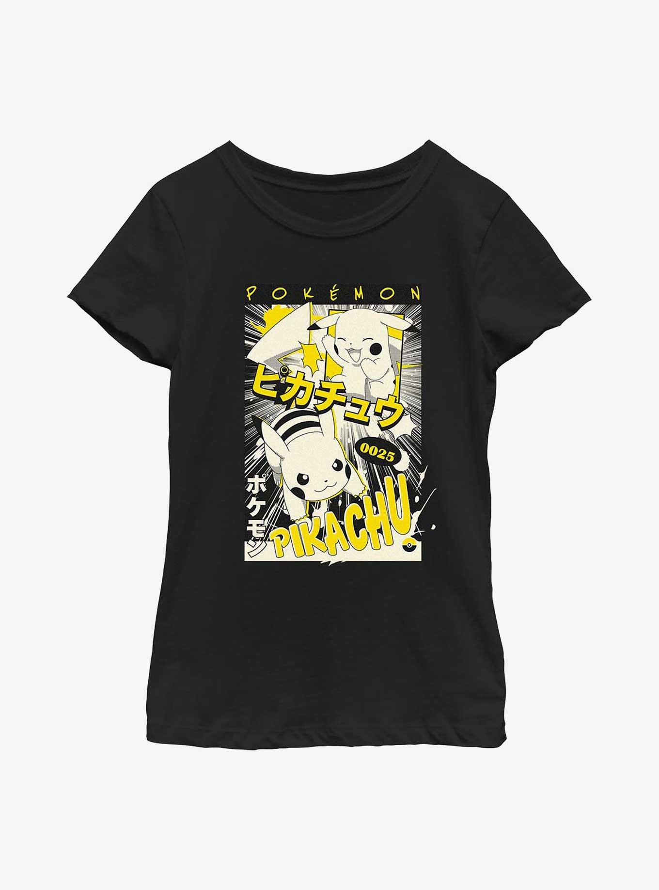 Pokemon Poster Pikachu Manga Style Youth Girls T-Shirt, , hi-res