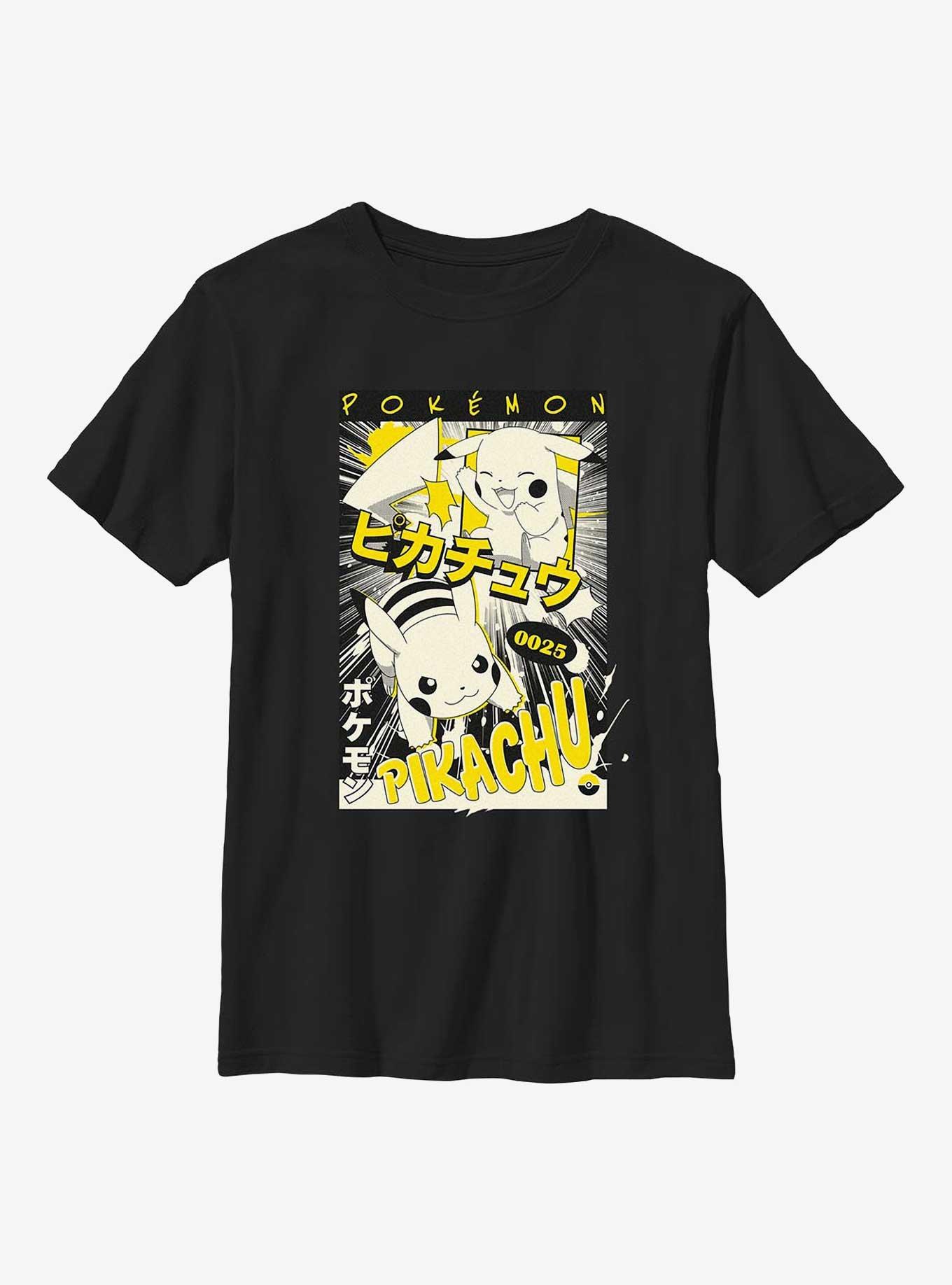 Pokemon Poster Pikachu Manga Style Youth T-Shirt, , hi-res