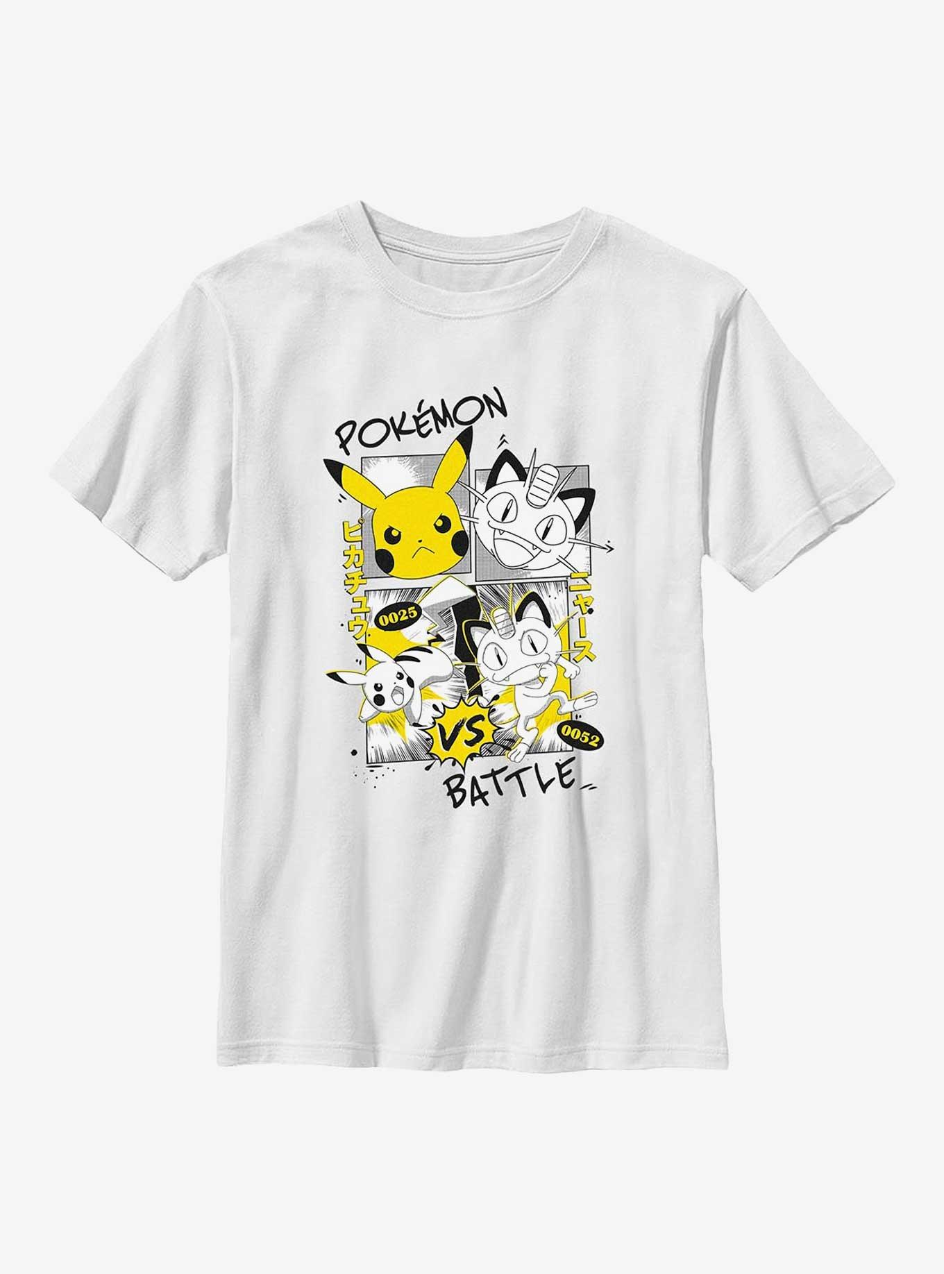 Pokemon Pikachu Meowth Manga Style Youth T-Shirt, , hi-res