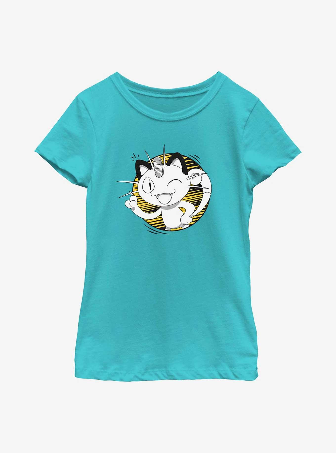Pokemon Meowth Wink Youth Girls T-Shirt, TAHI BLUE, hi-res