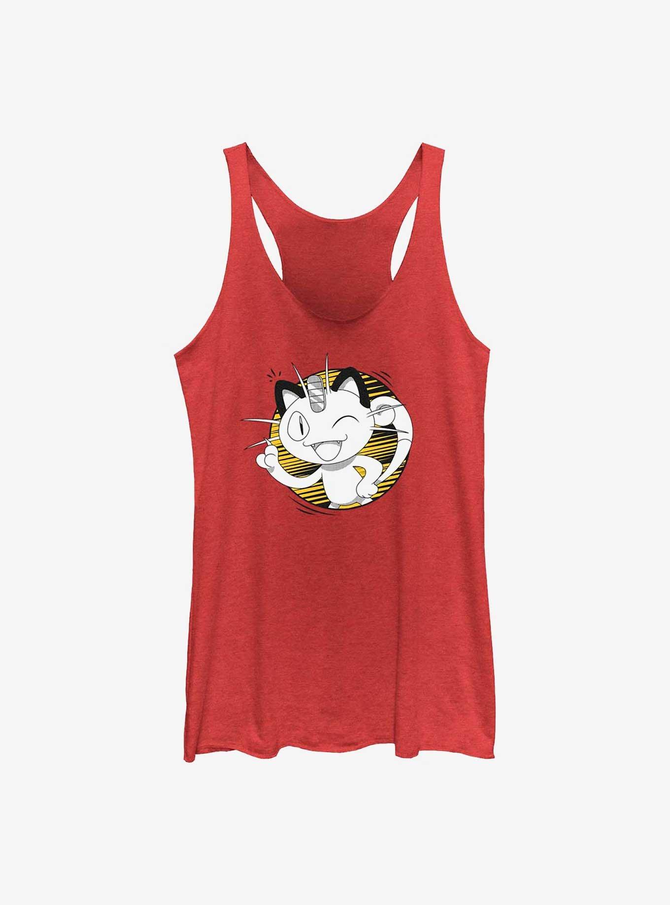 Pokemon Meowth Wink Womens Tank Top, RED HTR, hi-res