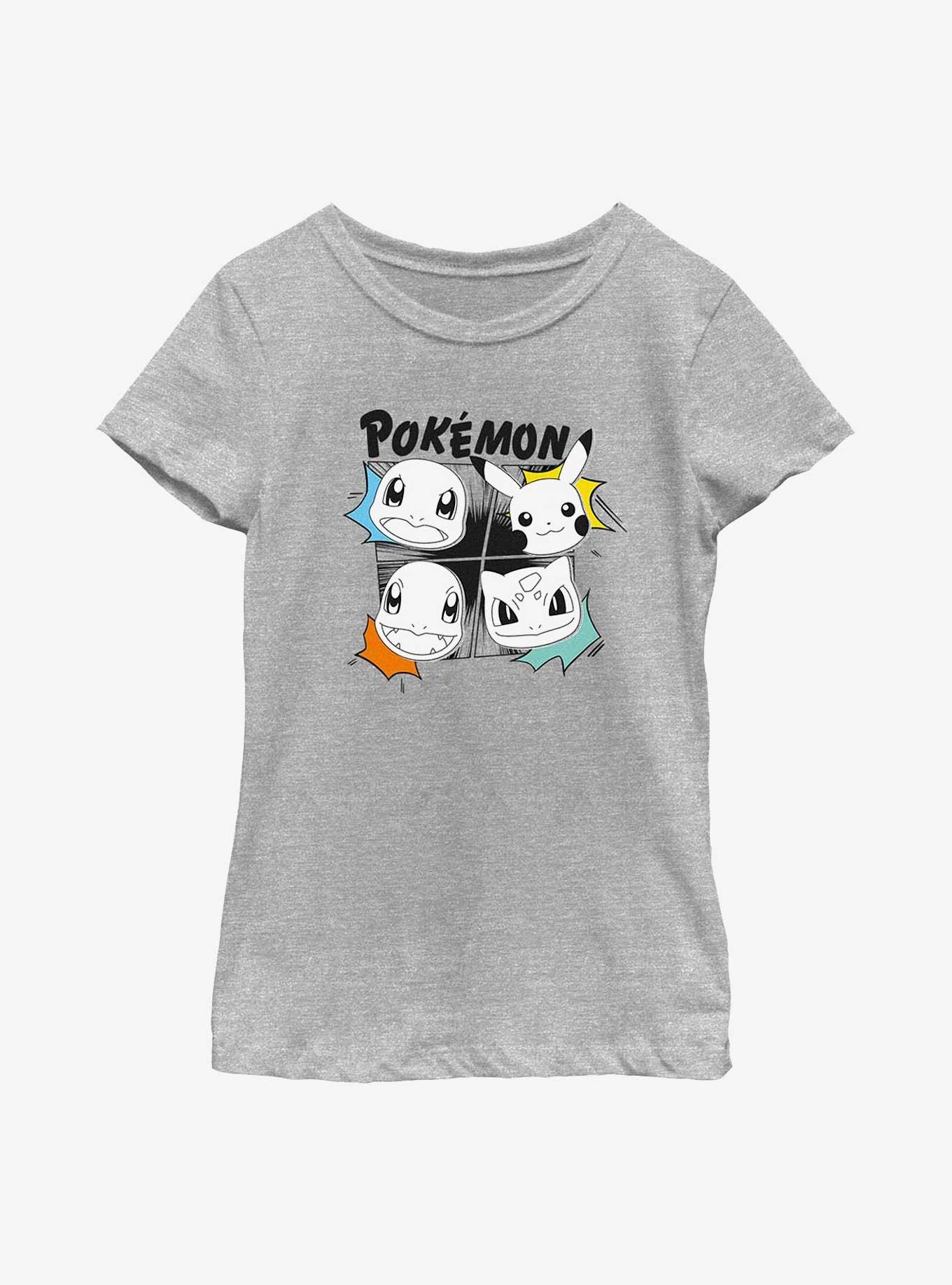 Pokemon Starter Heads Grid Manga Style Youth Girls T-Shirt, , hi-res