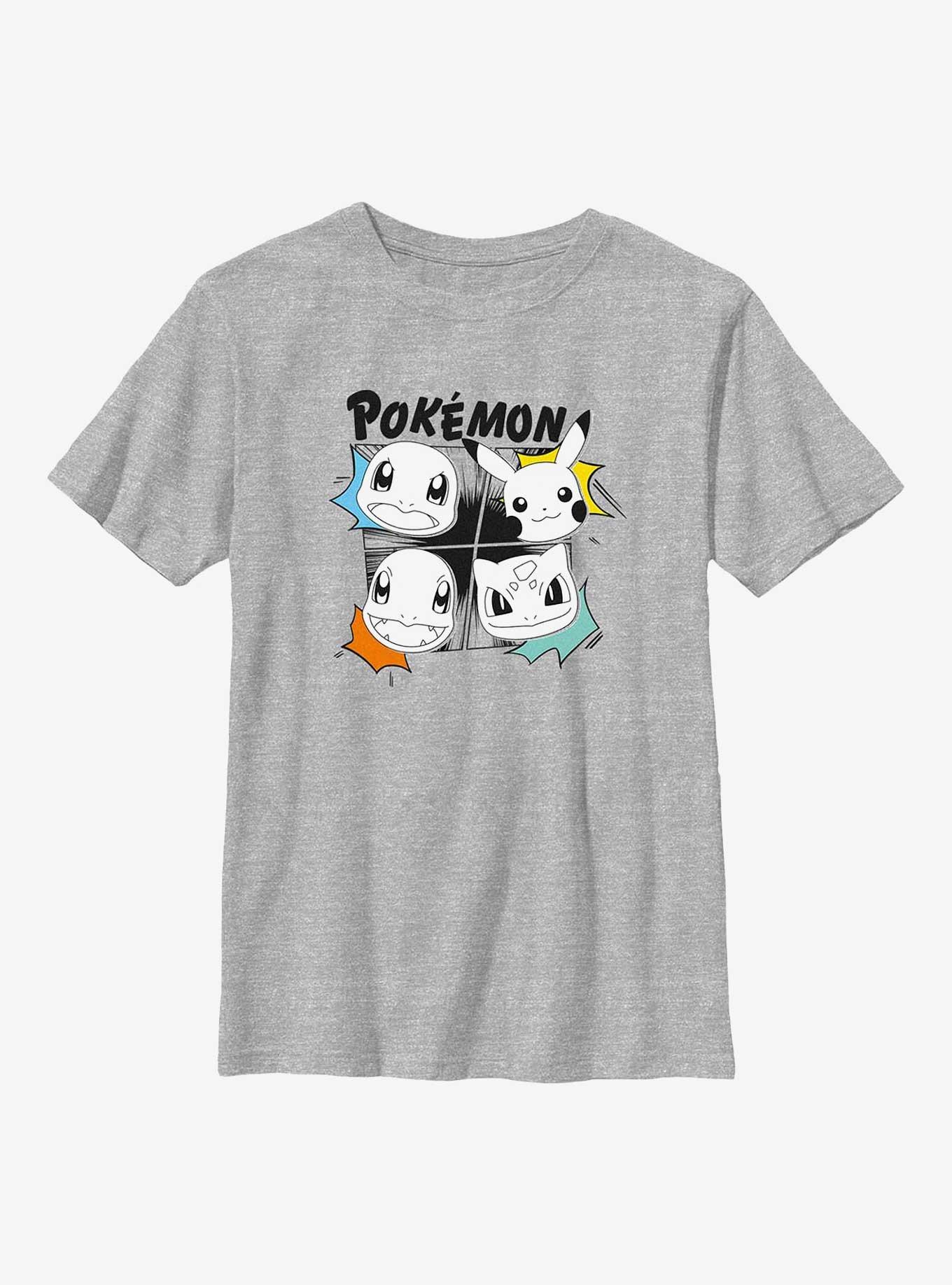 Pokemon Starter Heads Grid Manga Style Youth T-Shirt, , hi-res