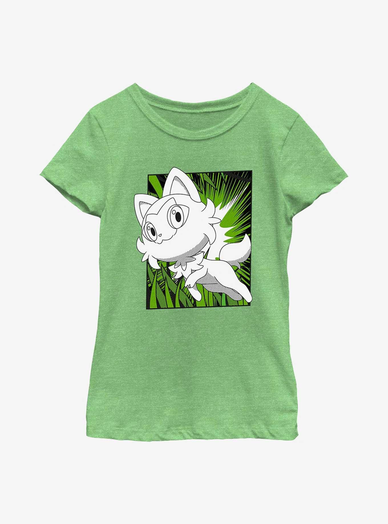 Pokemon Sprigatito Manga Style Youth Girls T-Shirt, , hi-res