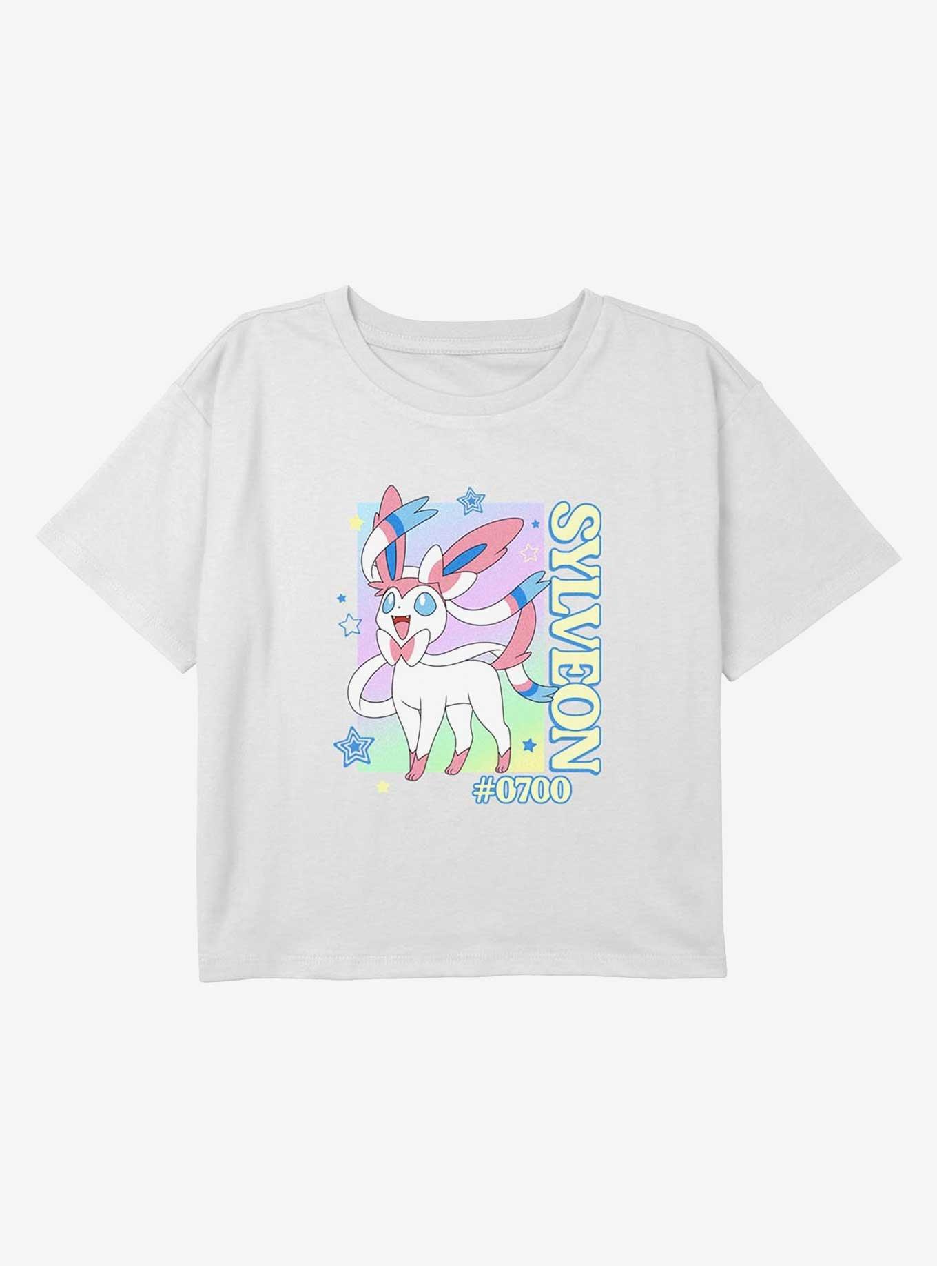 Pokemon Sylveon Poster Style Youth Girls Boxy Crop T-Shirt, WHITE, hi-res
