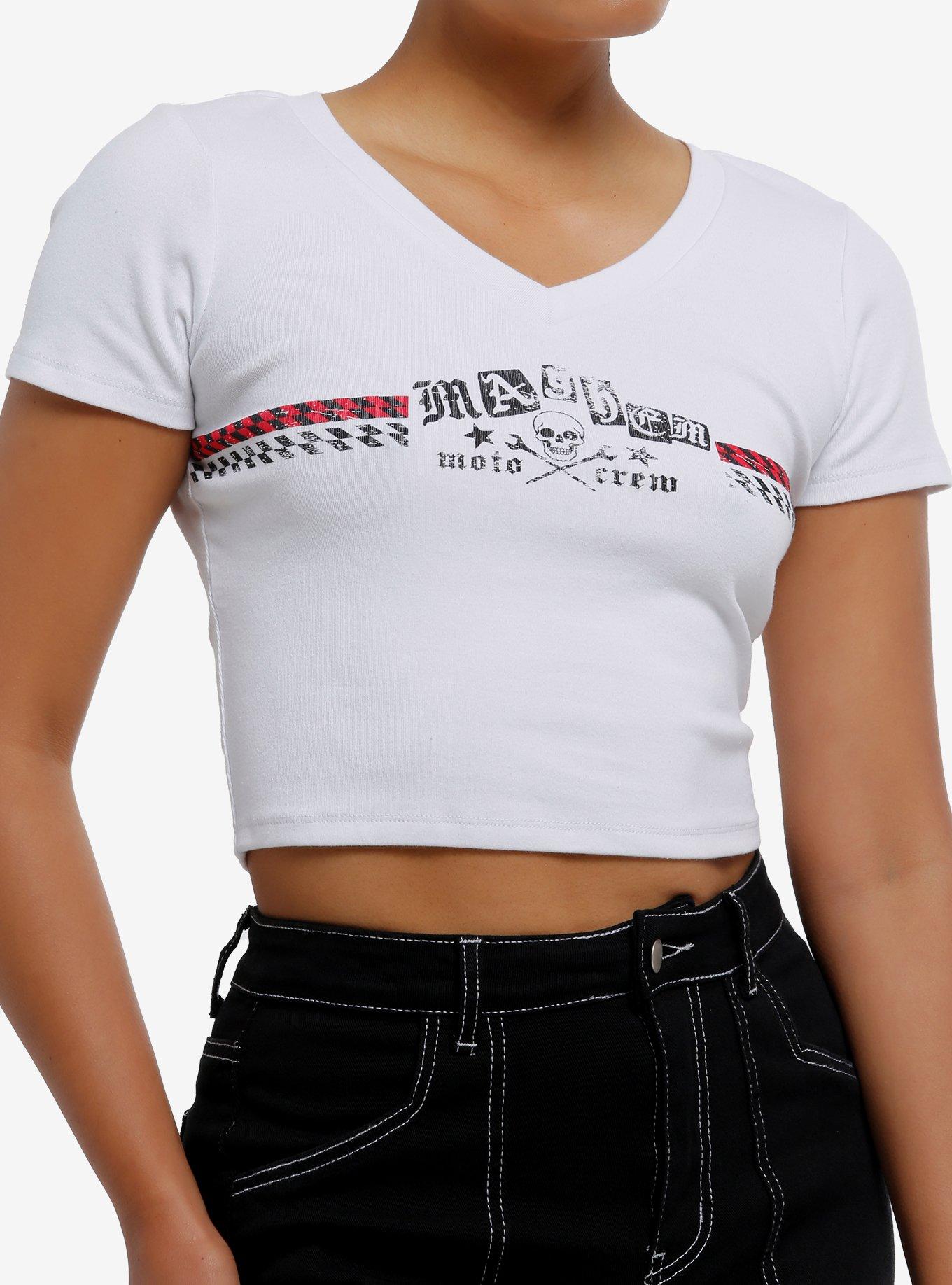 SOCIALCOLLISION Mayhem Moto Crew Girls V-Neck T-Shirt