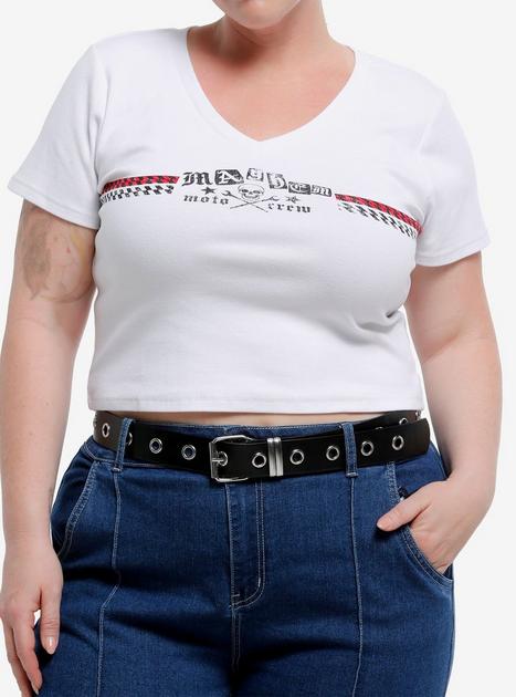 Mayhem Moto Crew Girls V-Neck T-Shirt Plus Size | Hot Topic