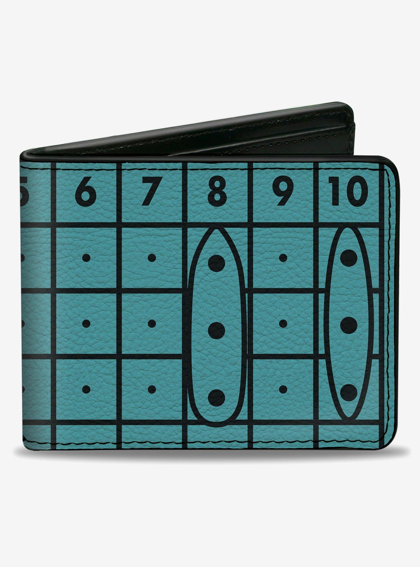 Battleship Grids and Ships Blue Black Bifold Wallet, , hi-res