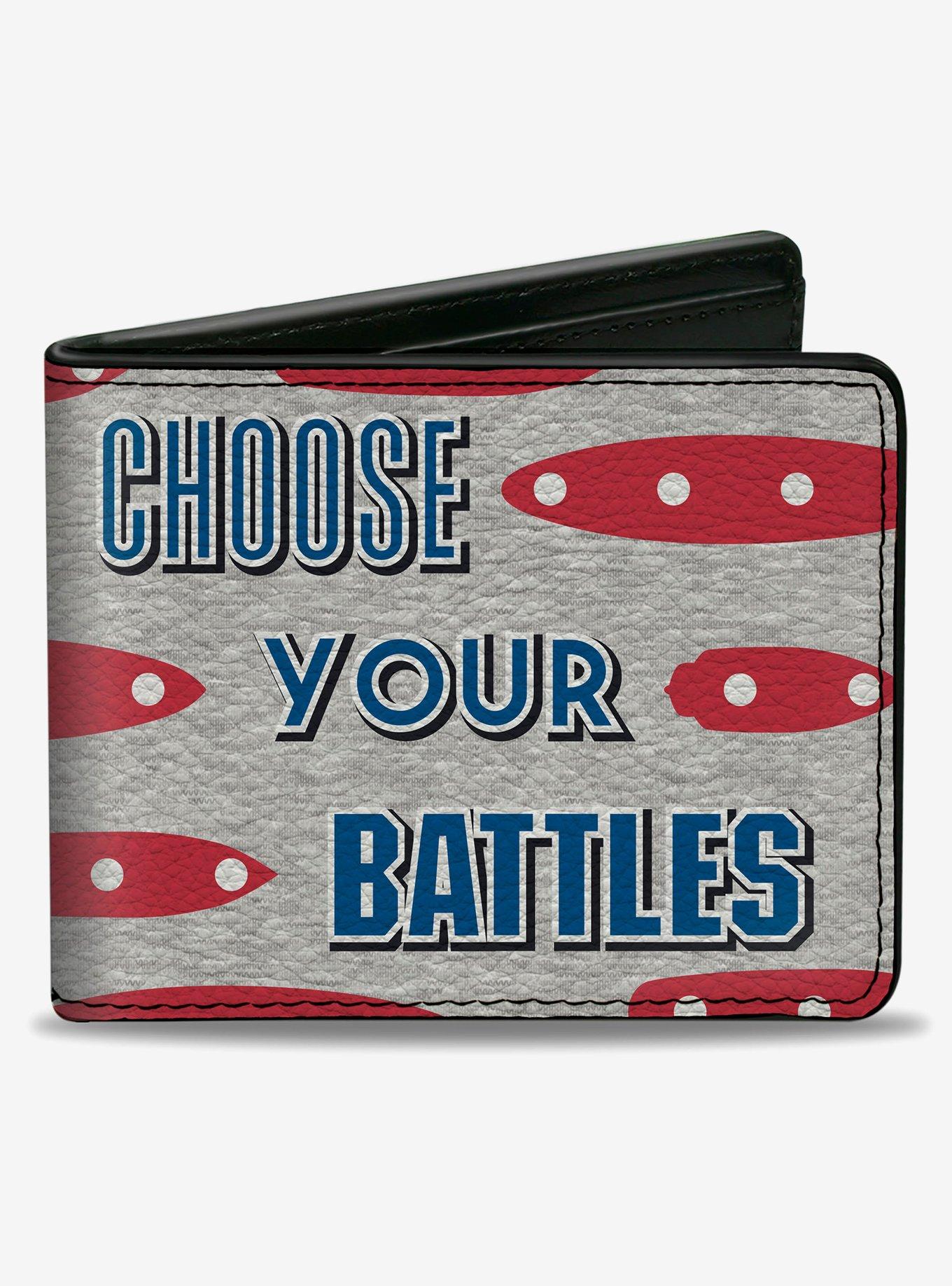 Battleship Choose Your Battles Ships Gray Red Blue White Bifold Wallet, , hi-res