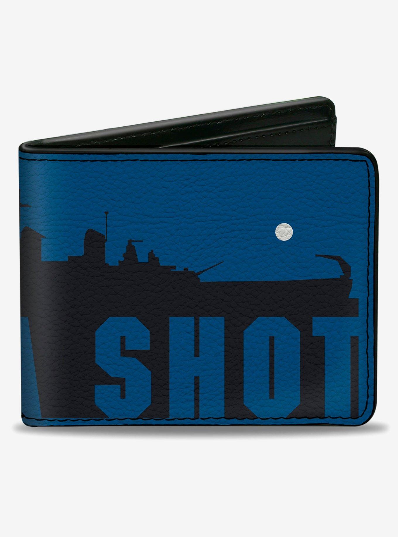 Battleship Silhouette Take A Shot Blues White Bifold Wallet, , hi-res