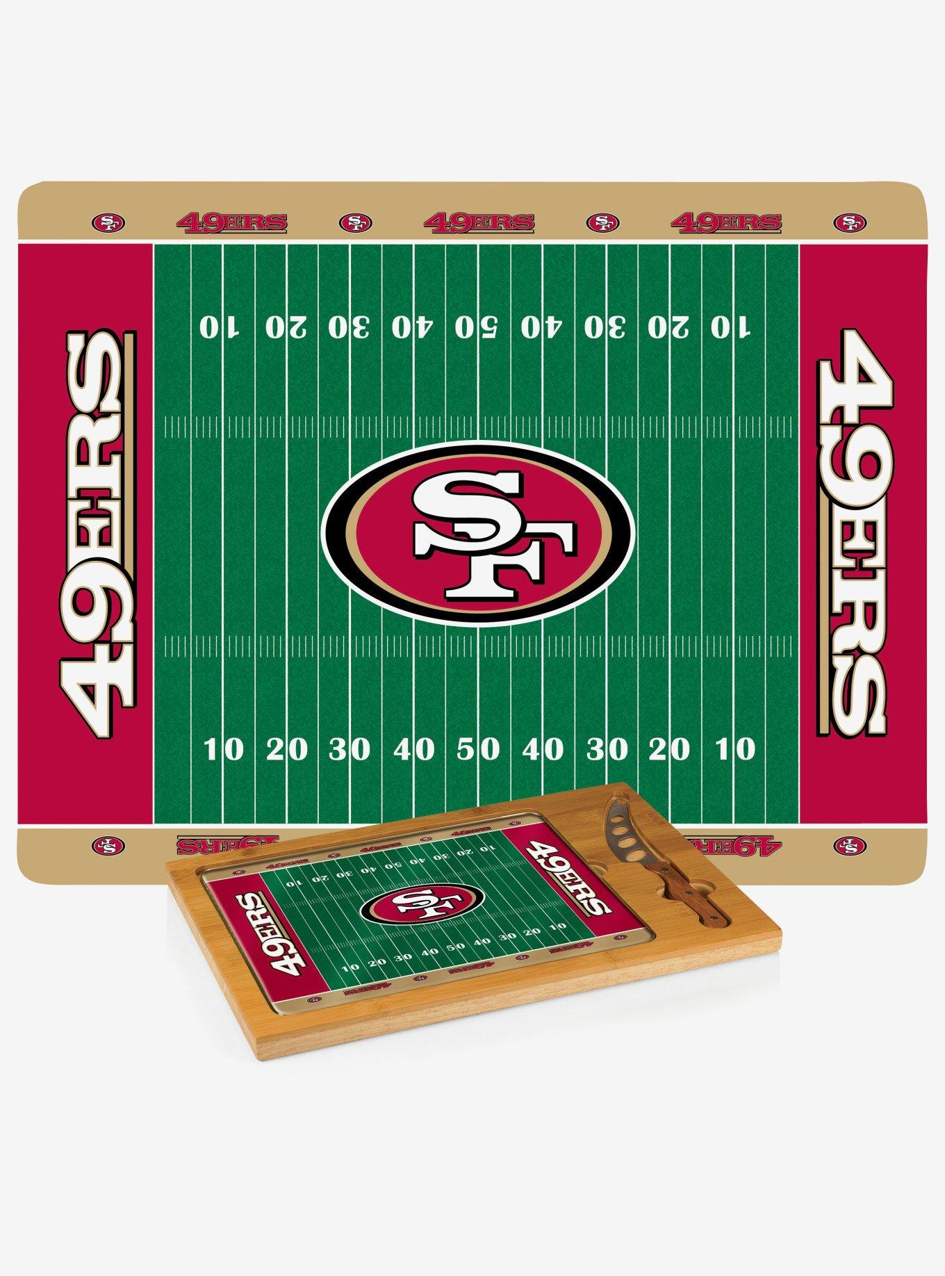 NFL San Francisco 49ers Football Field Glass Top Cutting Board & Knife, , hi-res