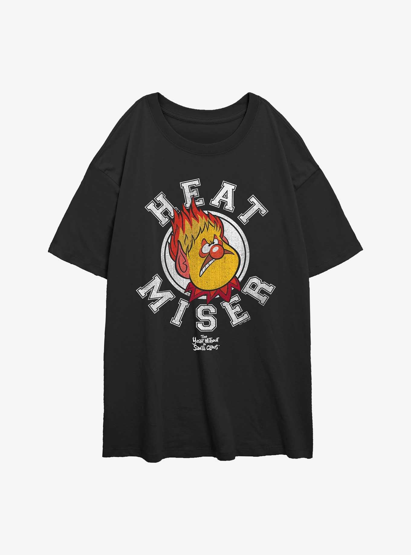 A Year Without A Santa Heat Miser College Girls Oversized T-Shirt, BLACK, hi-res