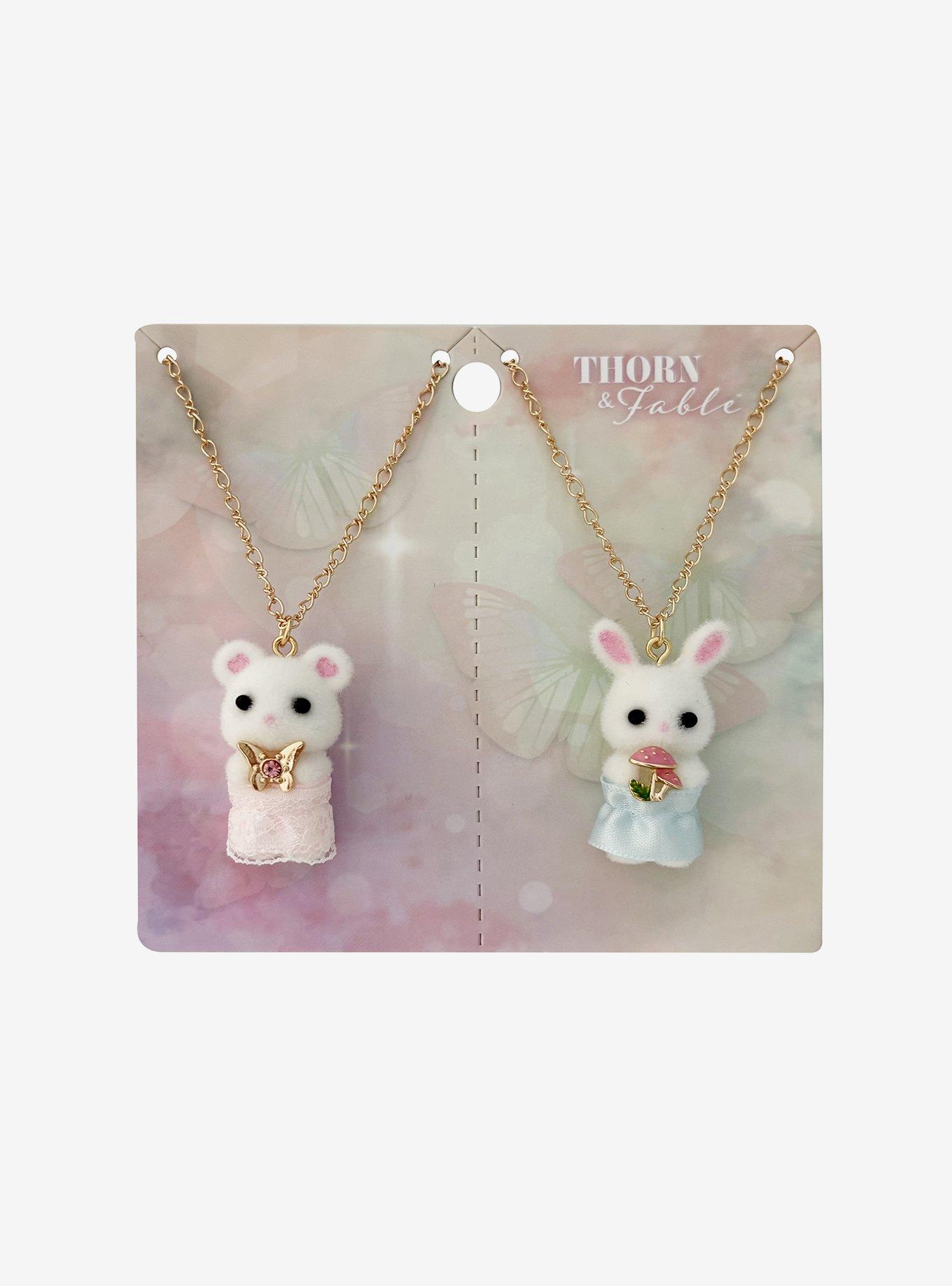 Thorn & Fable Mushroom Mouse & Bunny Best Friend Necklace Set, , hi-res