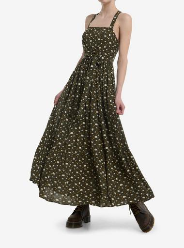 Thorn & Fable Green Floral Celestial Wrap Maxi Dress | Hot Topic