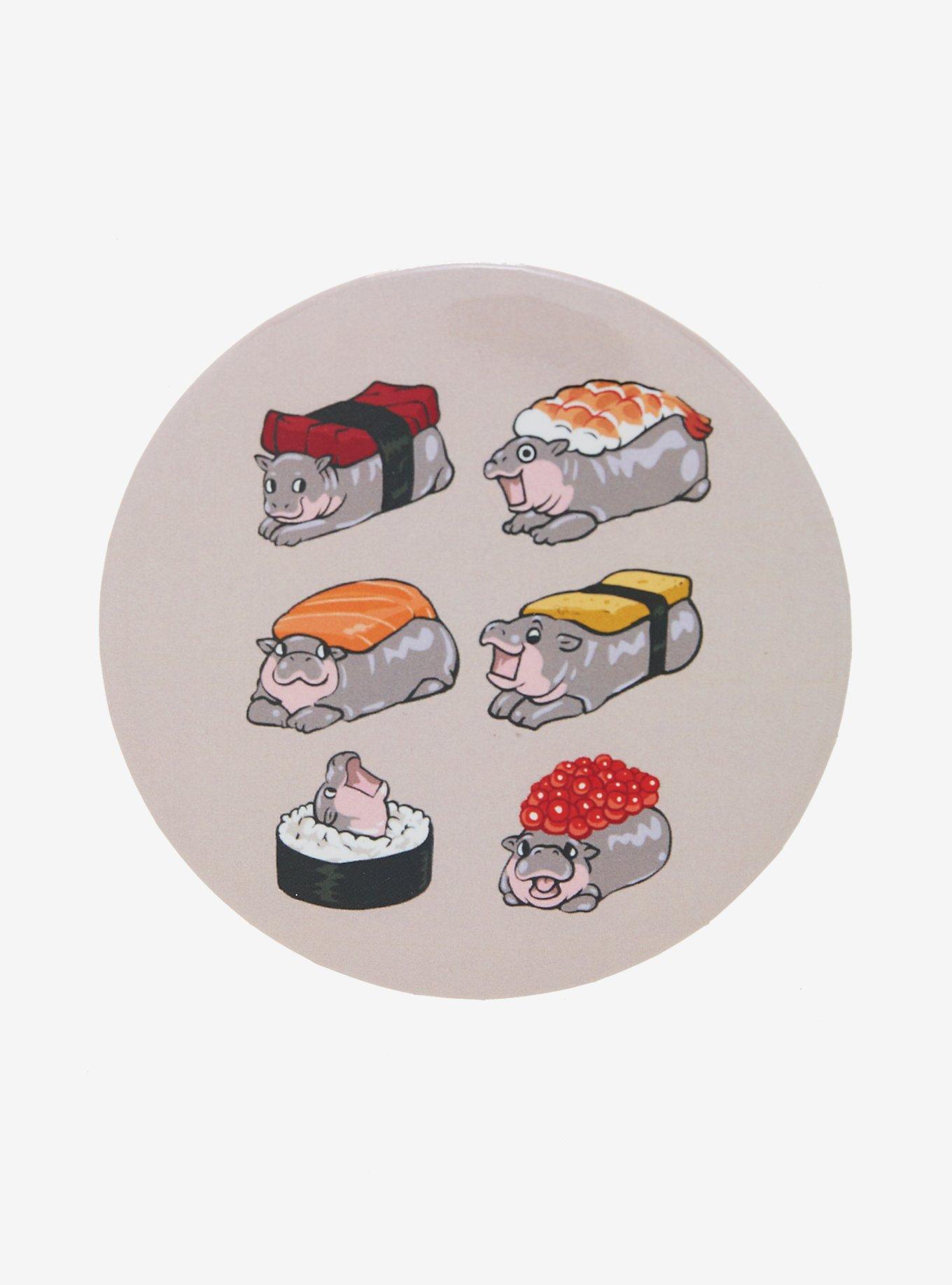 Hippo Sushi 3 Inch Button, , hi-res