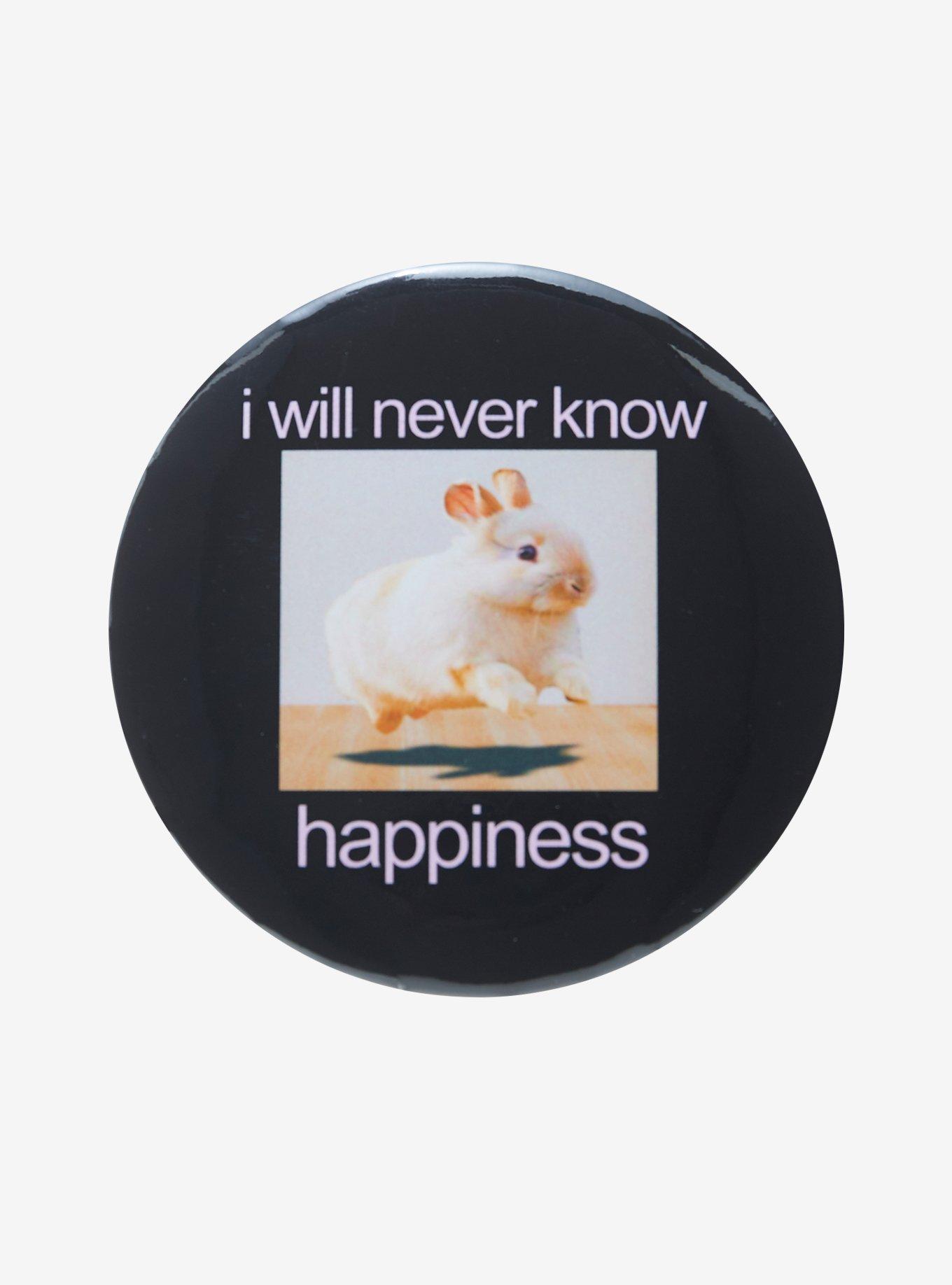 Never Know Happiness Bunny 3 Inch Button, , hi-res