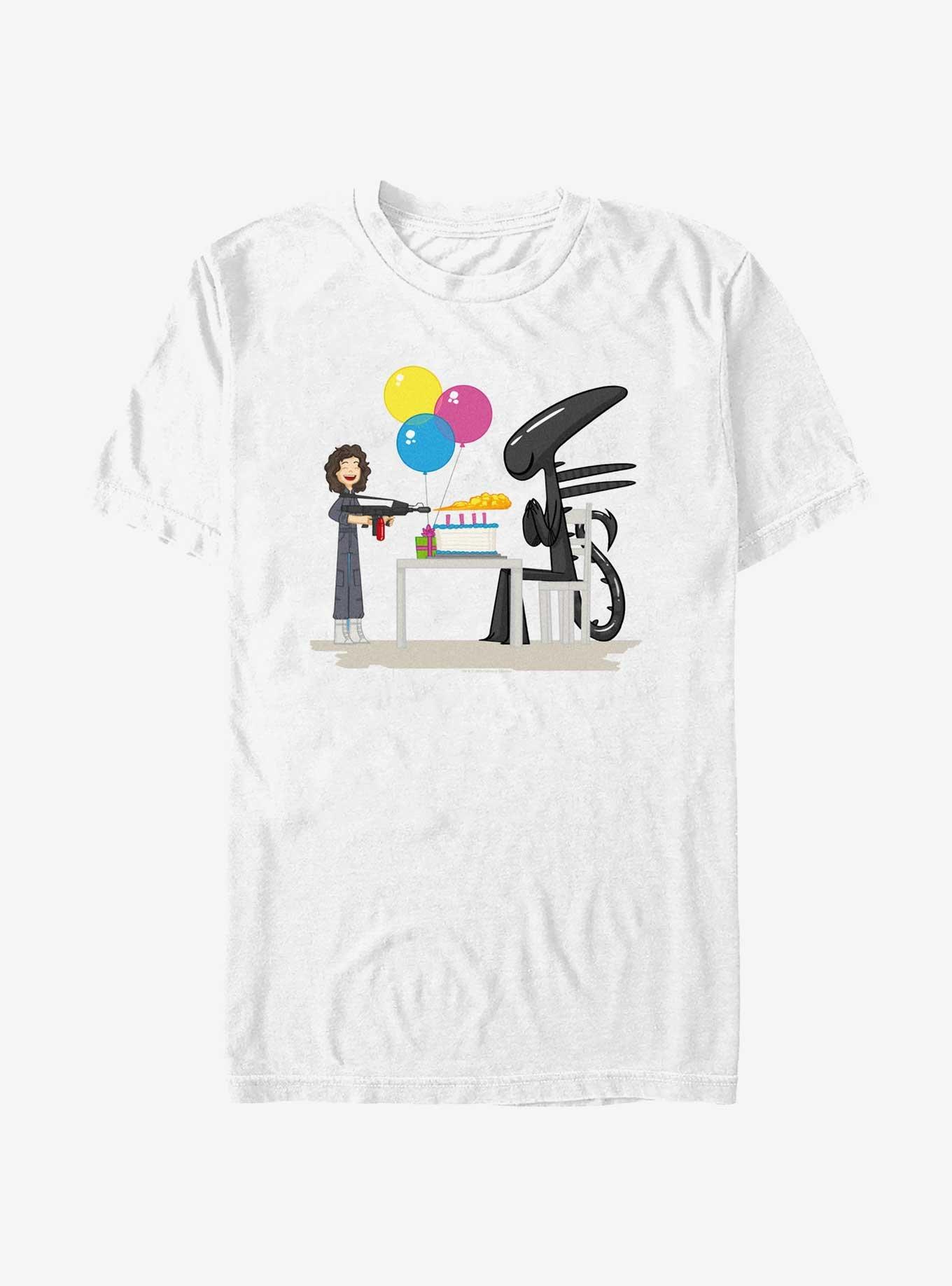 Alien Happy Birthday Xenomorph T-Shirt, WHITE, hi-res