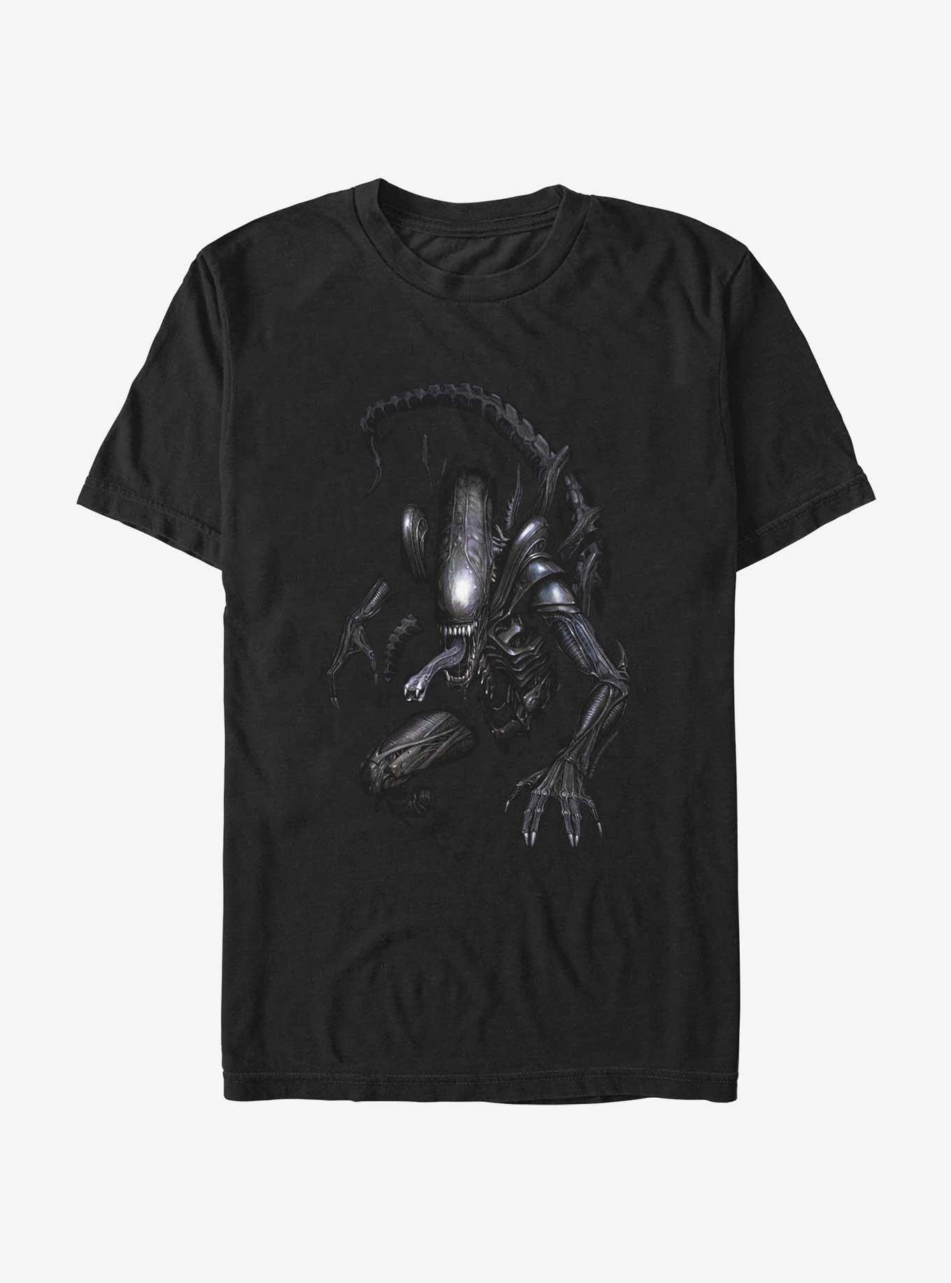 Alien Xenomorph In Shadows T-Shirt, BLACK, hi-res