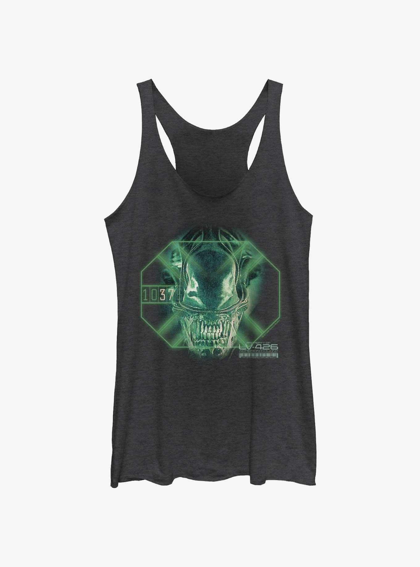 Alien LV-426 Scan Girls Tank, BLK HTR, hi-res