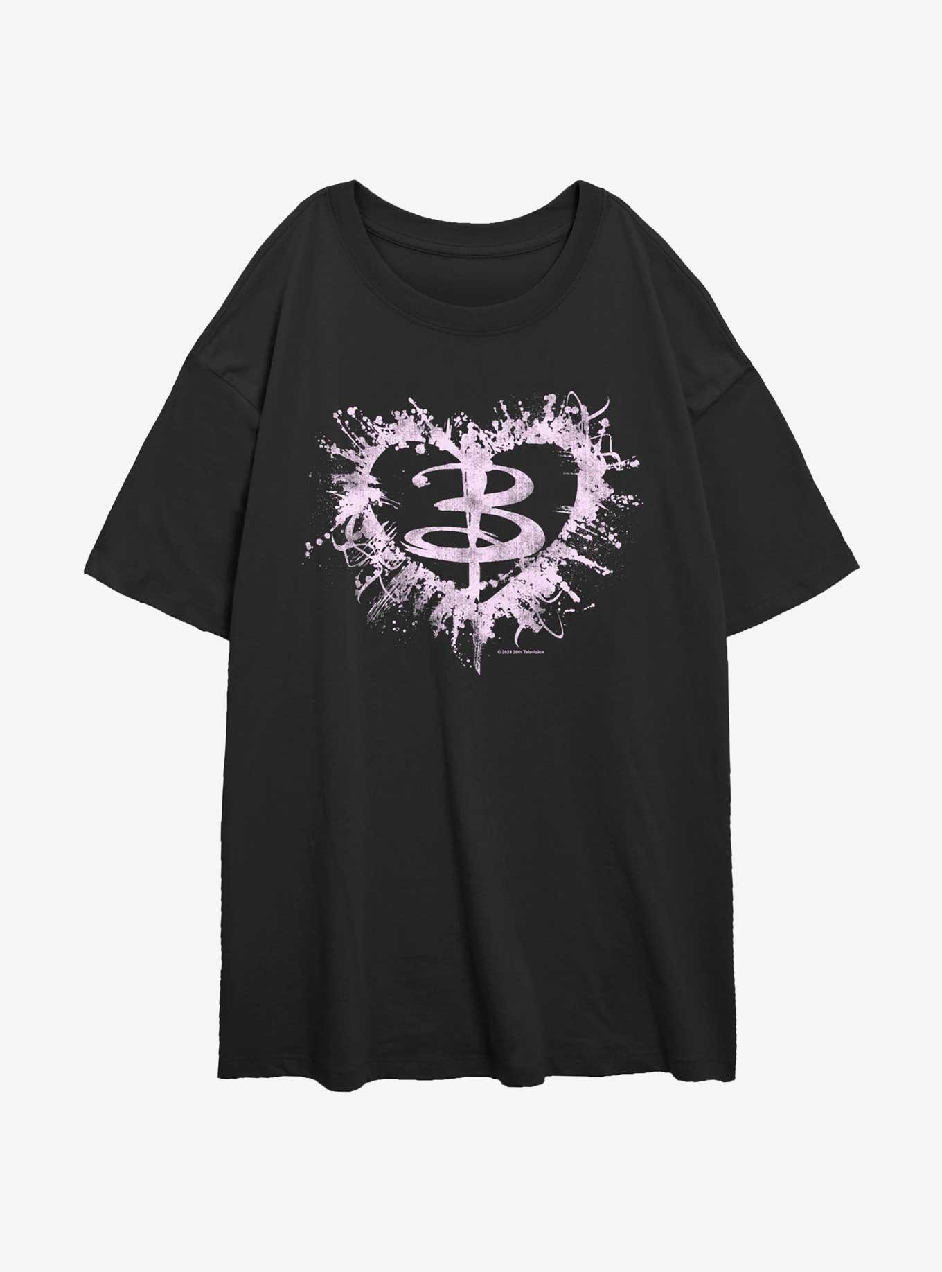 Buffy The Vampire Slayer Buffy Heart Girls Oversized T-Shirt, BLACK, hi-res