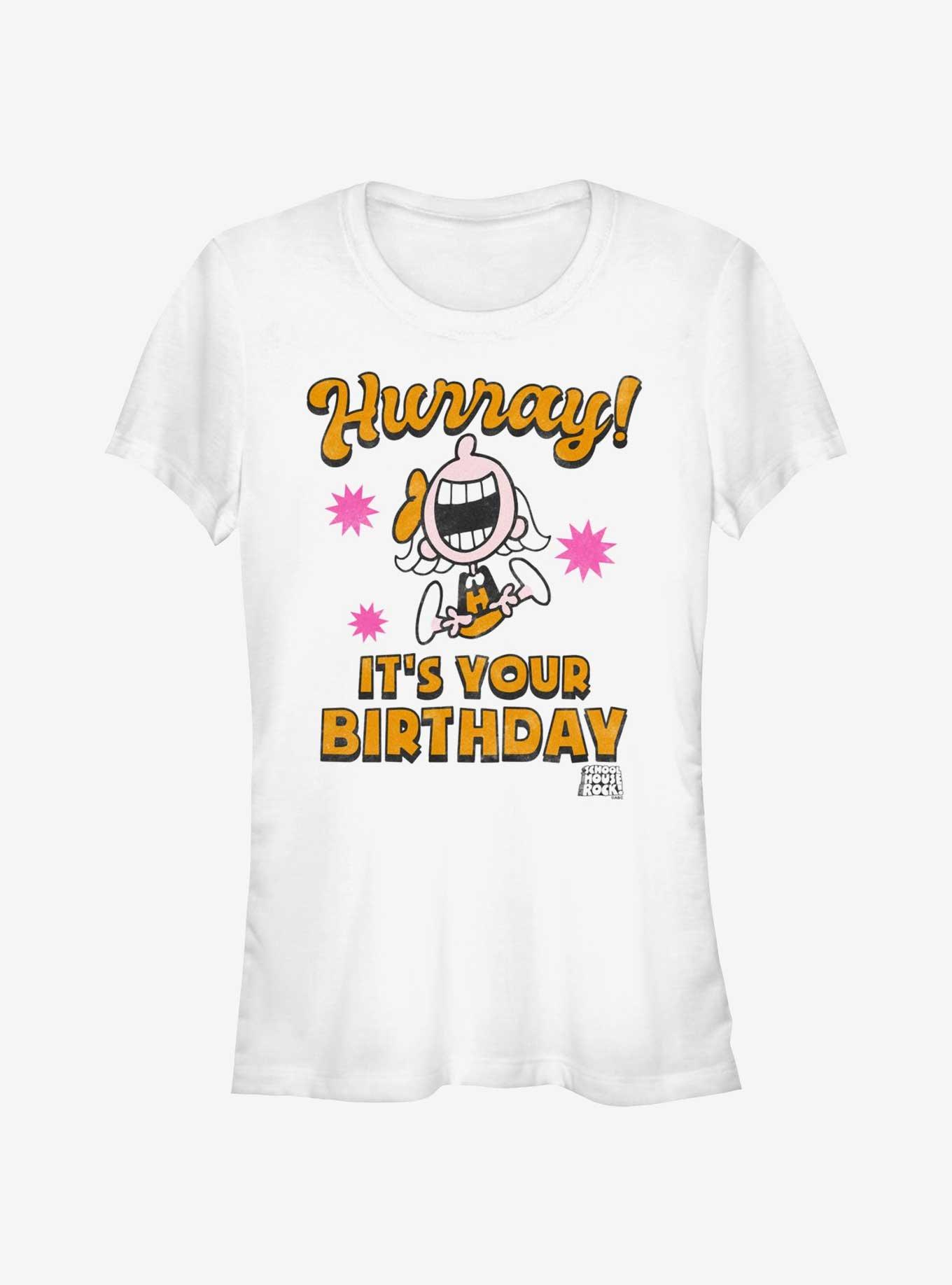 Schoolhouse Rock Hurray It's Your Birthday Girls T-Shirt, WHITE, hi-res