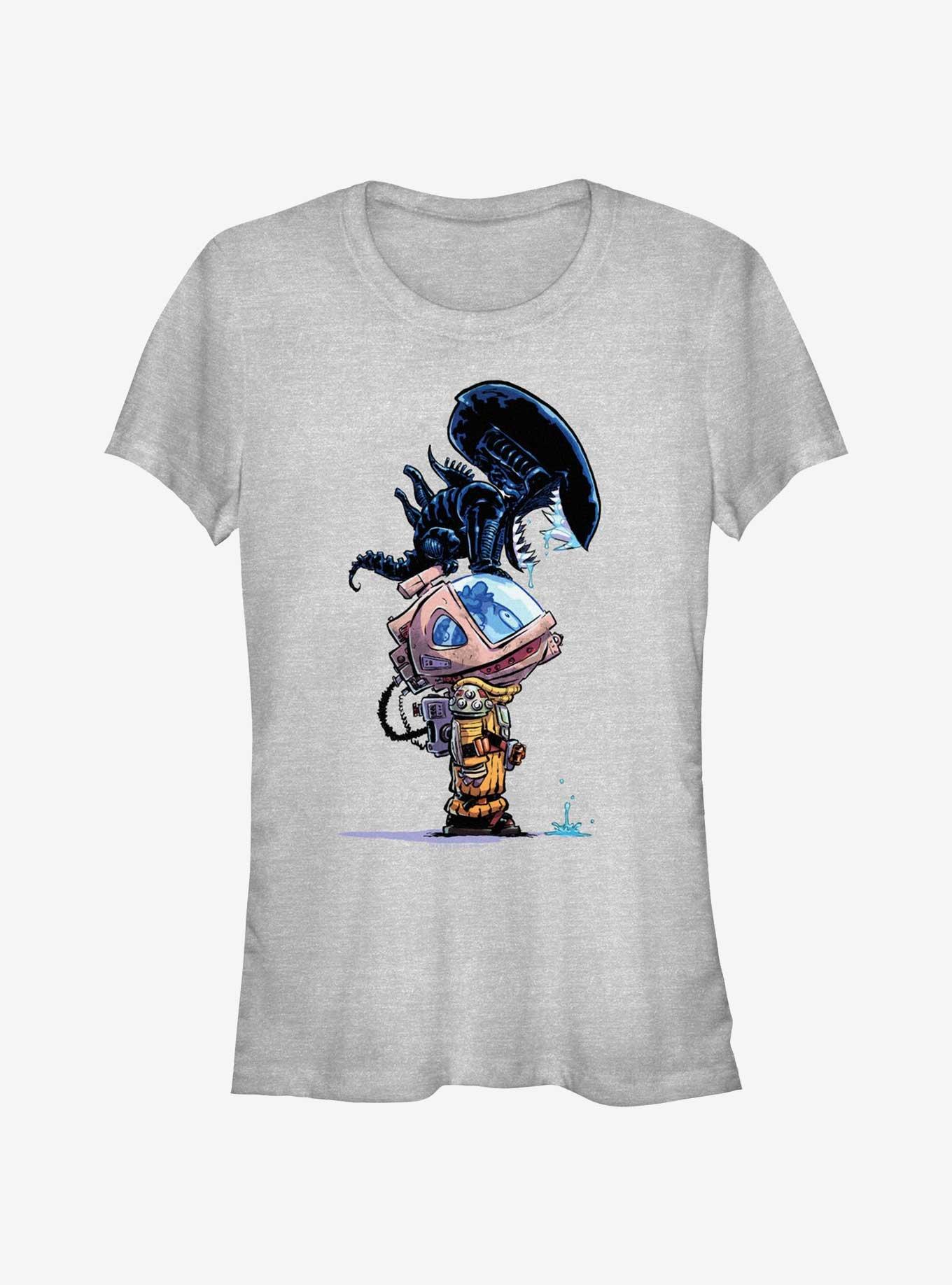 Alien Cartoon Xenomorph Girls T-Shirt, ATH HTR, hi-res