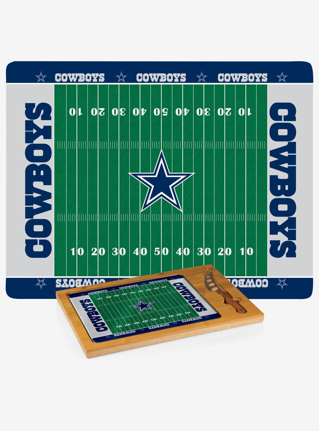 NFL Dallas Cowboys Football Field Glass Top Cutting Board & Knife, , hi-res