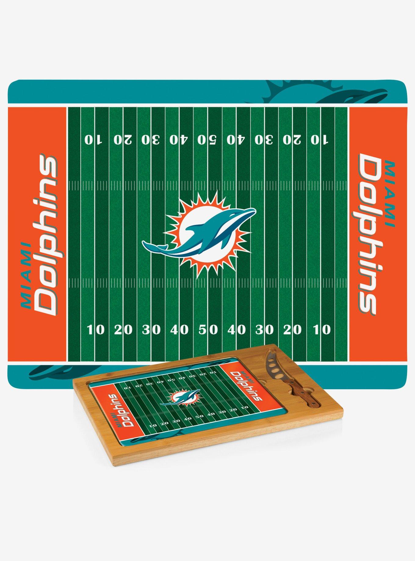 NFL Miami Dolphins Football Field Glass Top Cutting Board & Knife, , hi-res