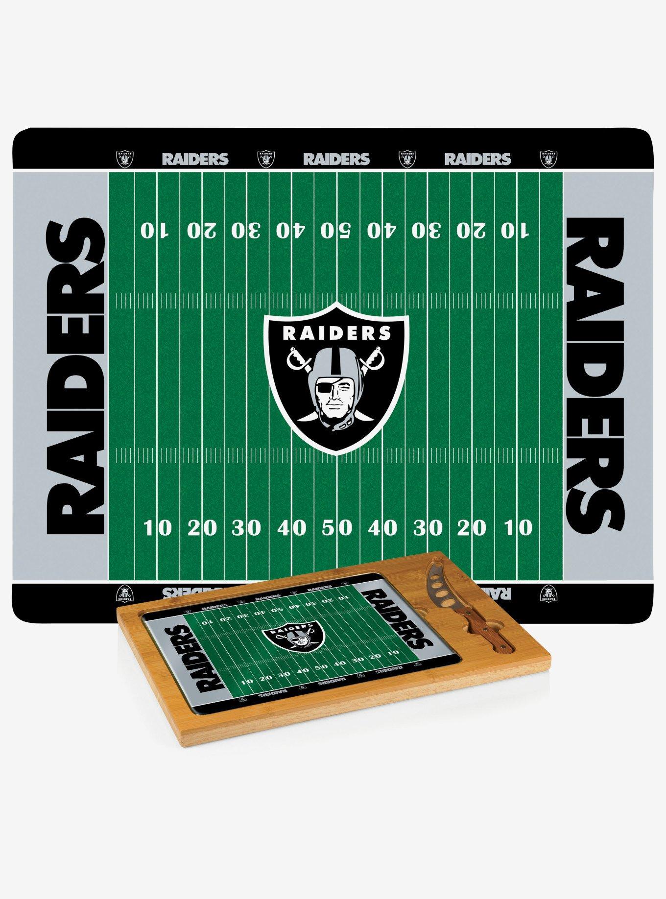 NFL Las Vegas Raiders Football Field Glass Top Cutting Board & Knife, , hi-res