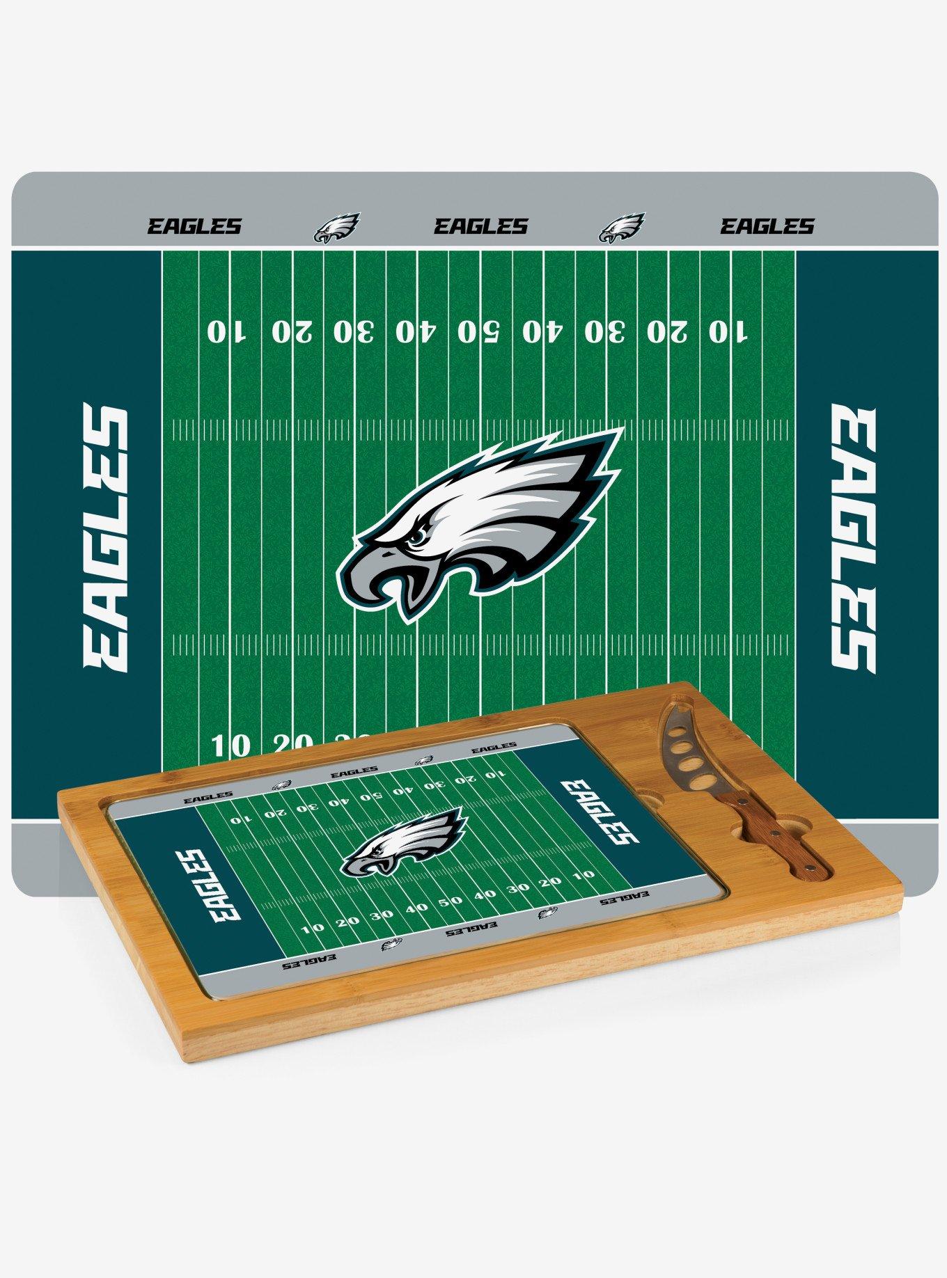 NFL Philadelphia Eagles Football Field Glass Top Cutting Board & Knife, , hi-res