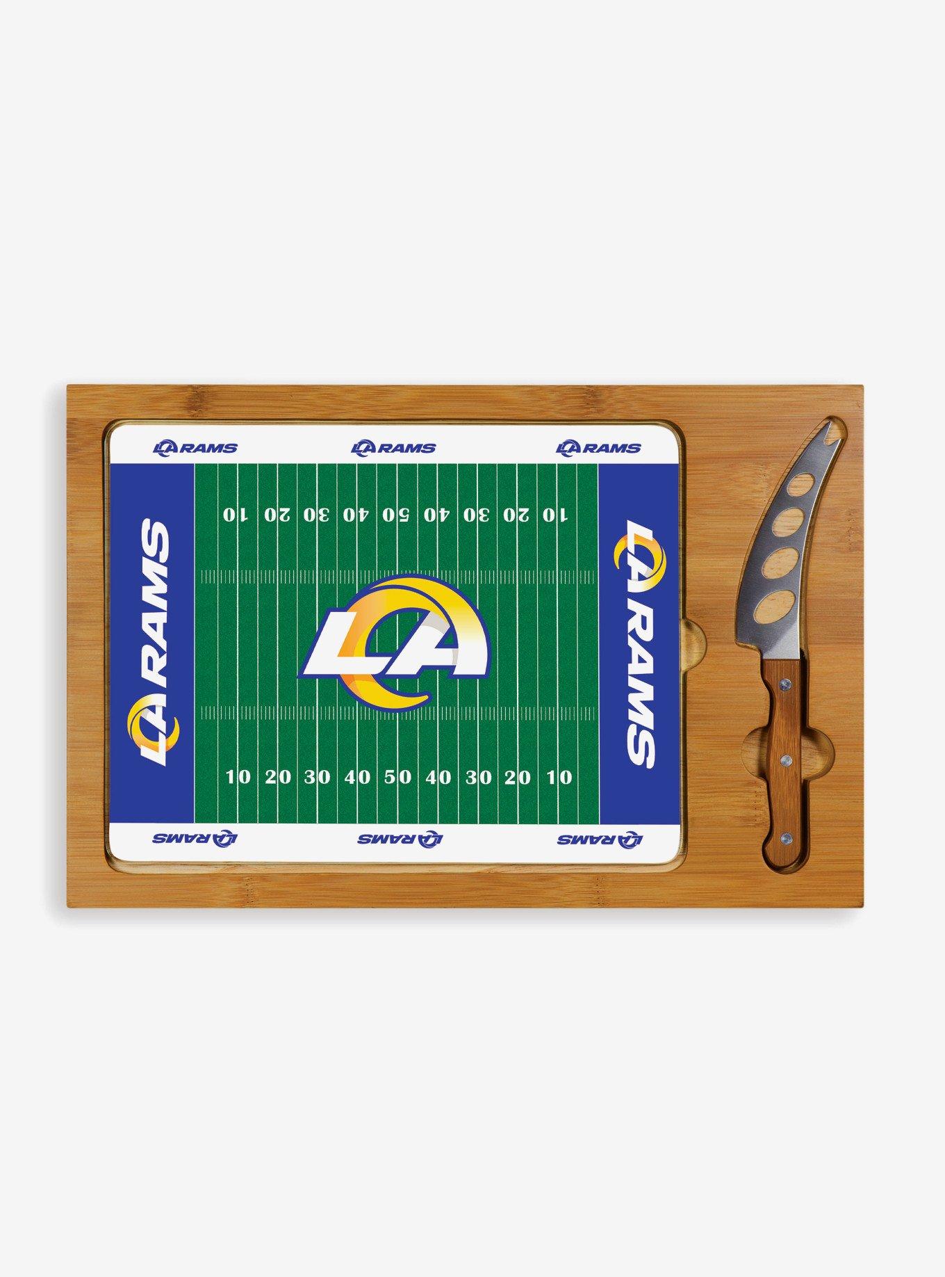 NFL Los Angeles Rams Football Field Glass Top Cutting Board & Knife, , hi-res