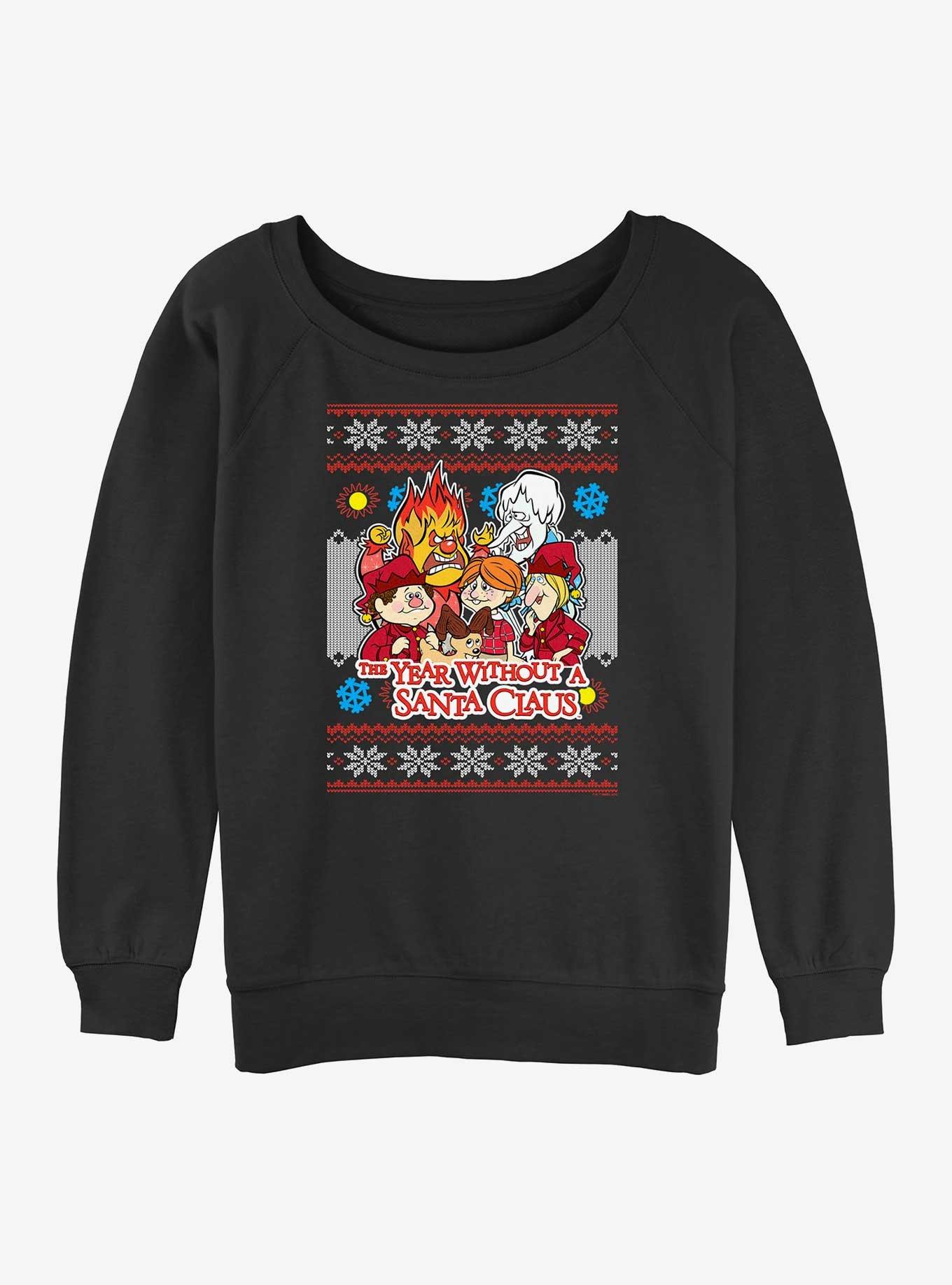 A Year Without A Santa Christmas Gang Girls Slouchy Sweatshirt, BLACK, hi-res