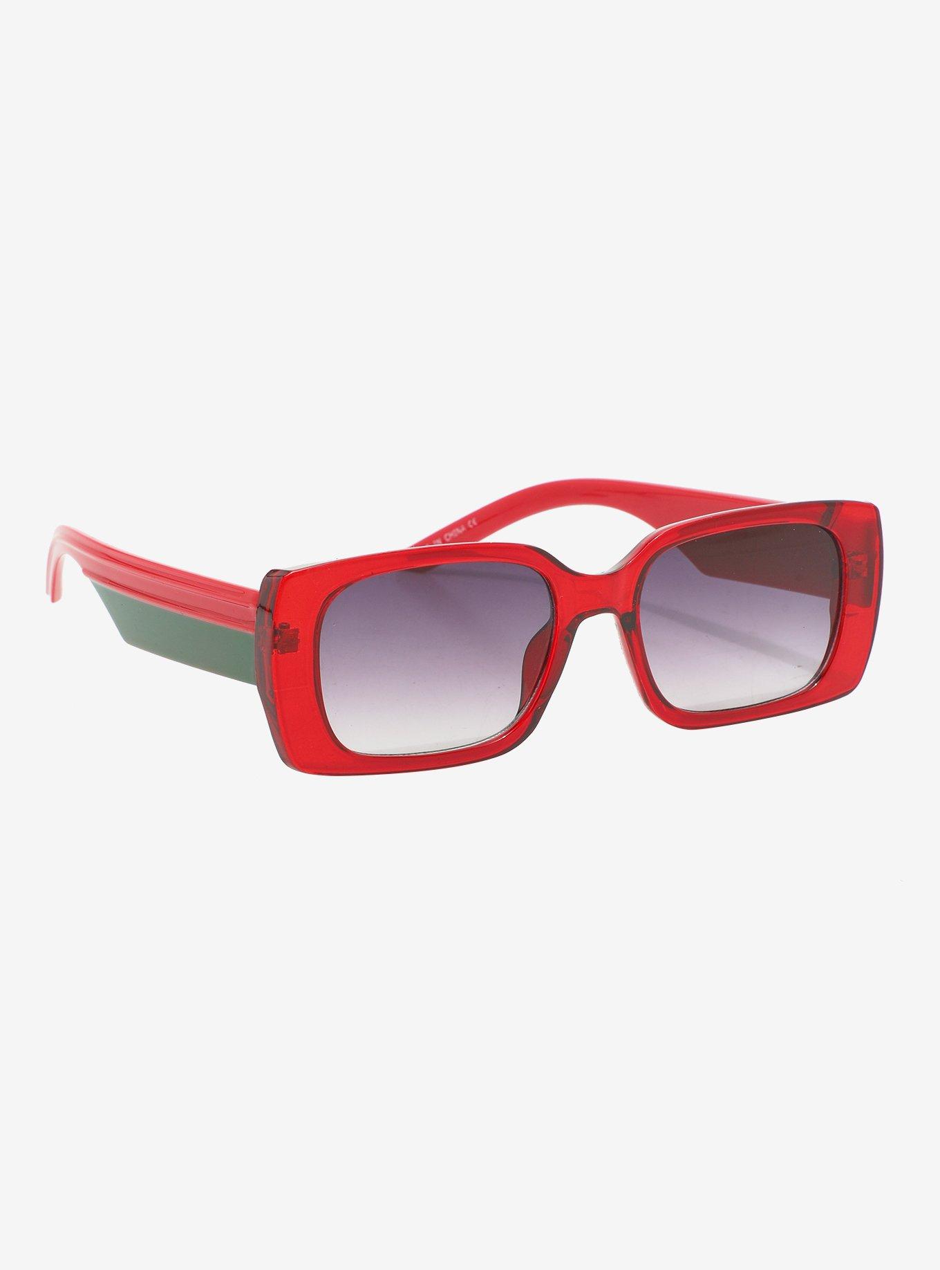 Red Rectangular Sunglasses, , hi-res
