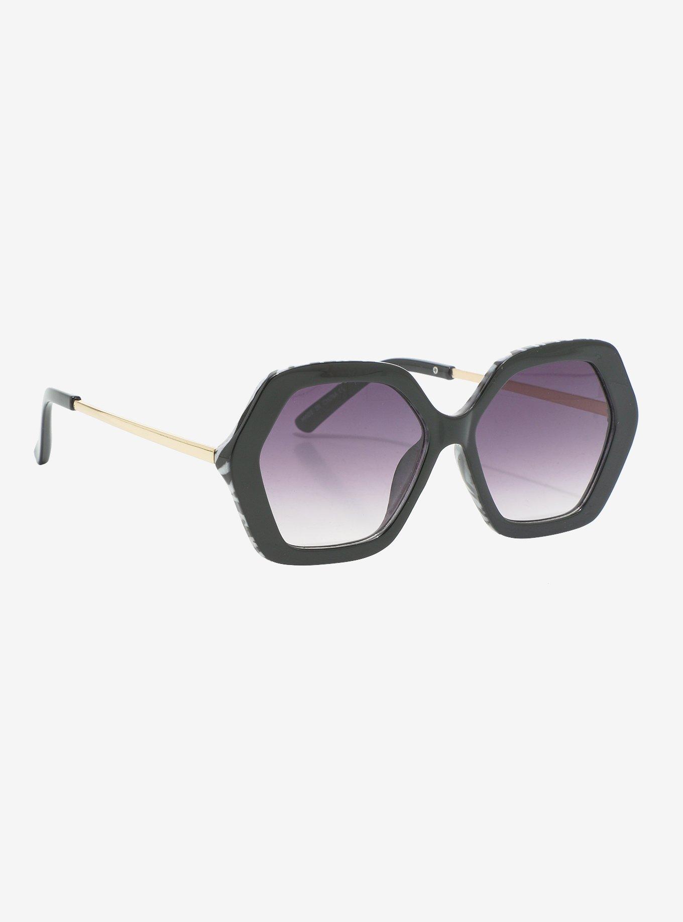 Zebra Hexagonal Sunglasses, , hi-res