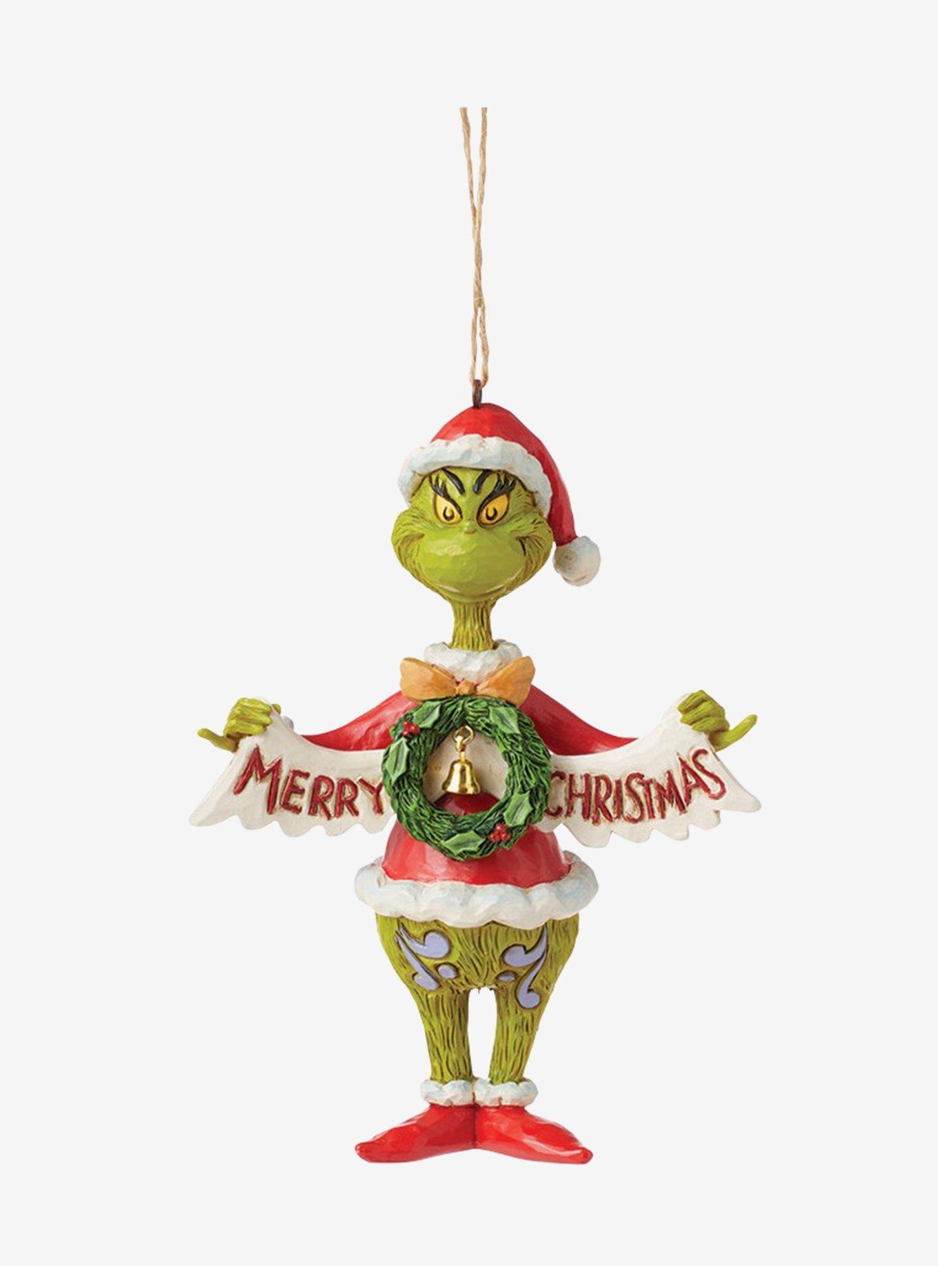 The Grinch Holding Merry Jim Shore Ornament, , hi-res