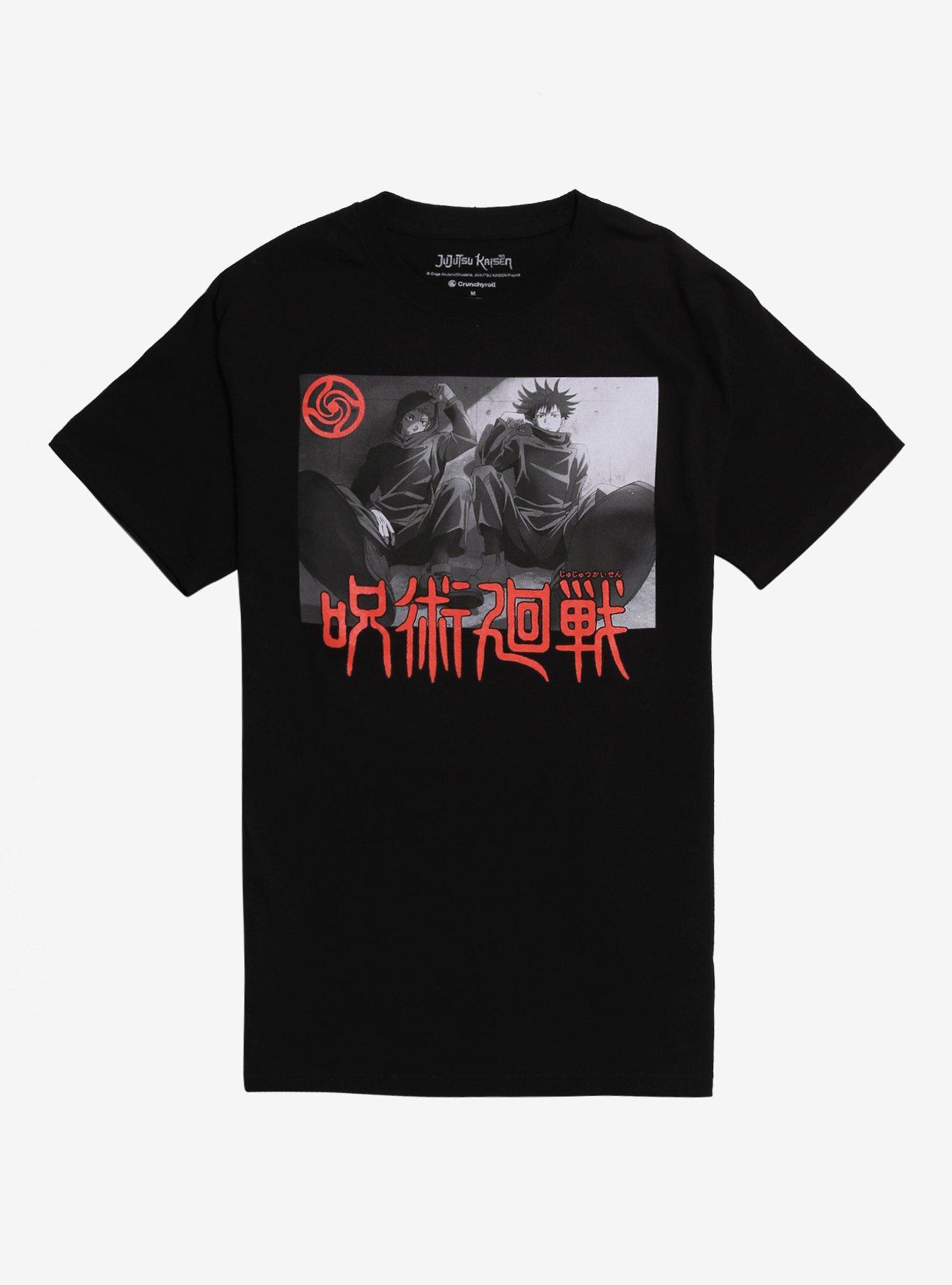 Jujutsu Kaisen Yuji & Megumi Portrait Panel T-Shirt, BLACK, hi-res