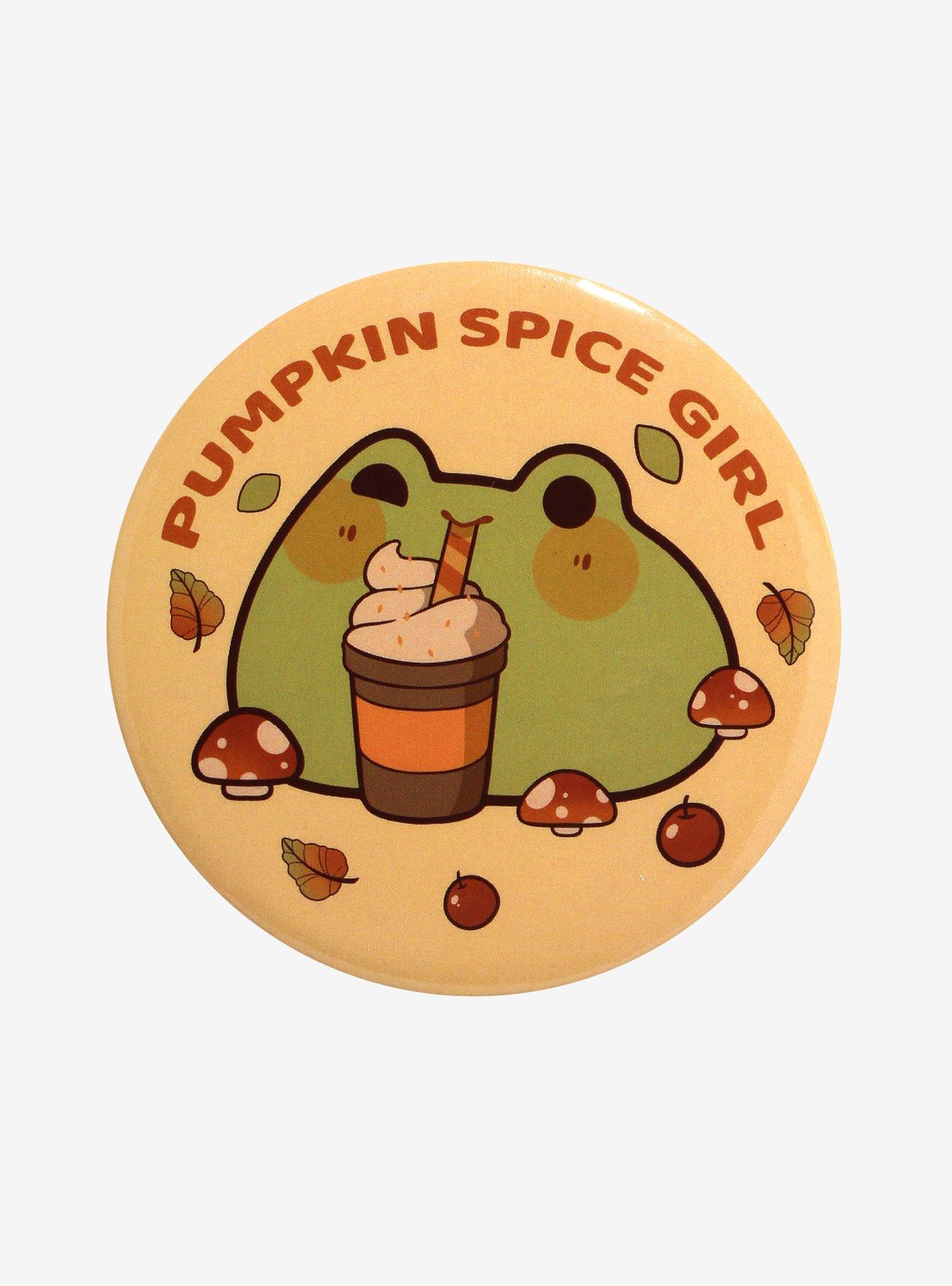 Pumpkin Spice Frog 3 Inch Button By Rihnlin, , hi-res