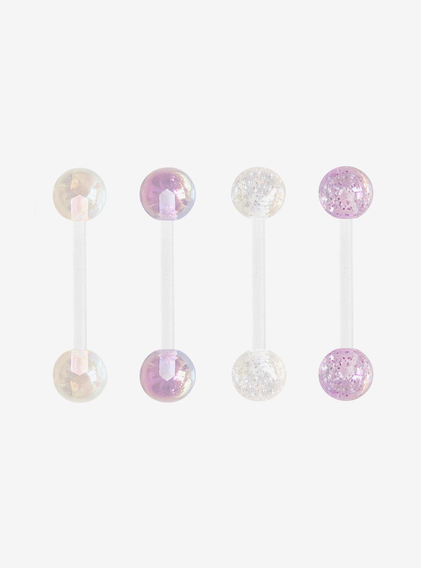 Acrylic Glitter Tongue Barbell 4 Pack, , hi-res