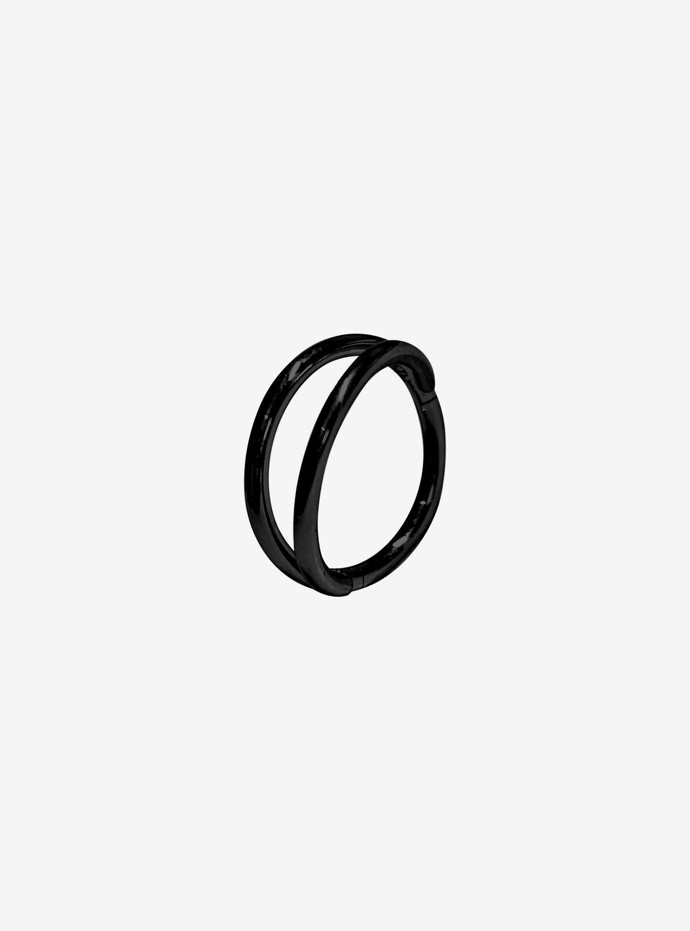 16G Black Double Hoop Hinged Clicker, , hi-res