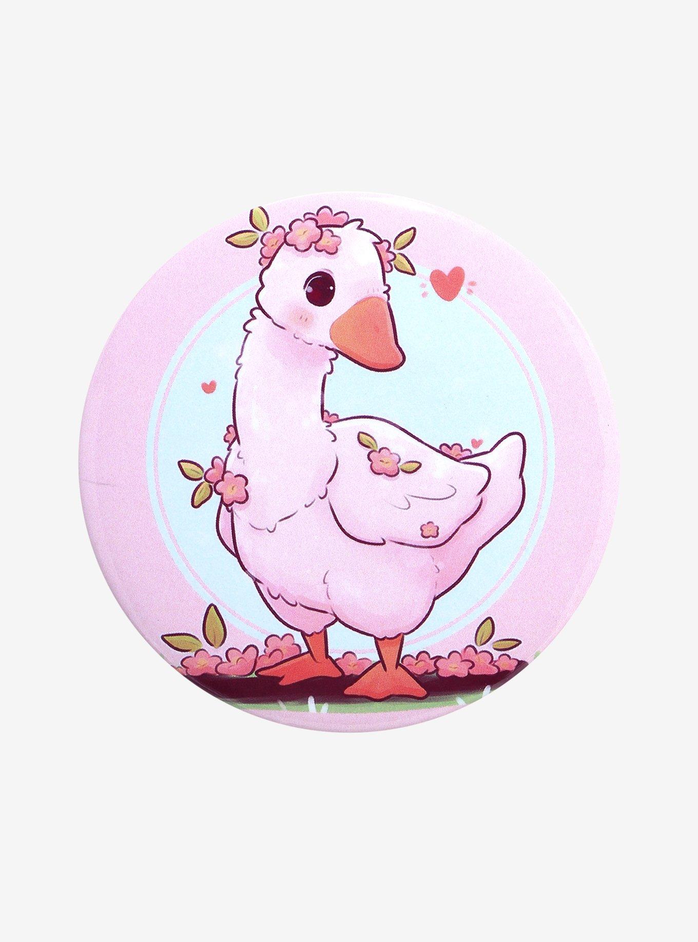 Pink Goose 3 Inch Button By Naomi Lord Art, , hi-res