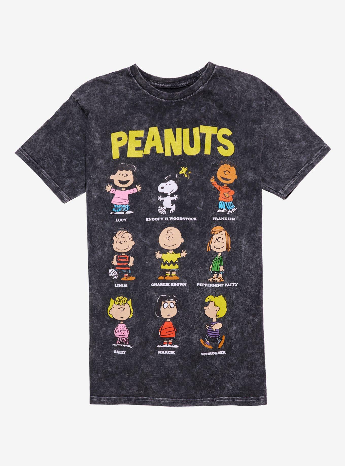 Peanuts Characters Mineral Wash Boyfriend Fit Girls T-Shirt, , hi-res