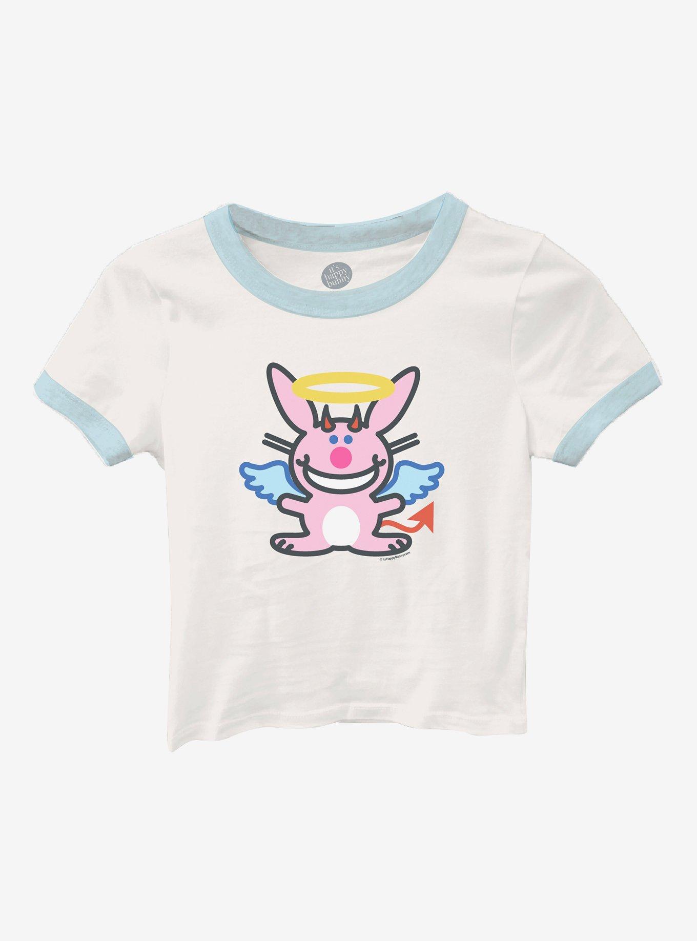 It's Happy Bunny Angel Girls Baby Ringer T-Shirt, , hi-res